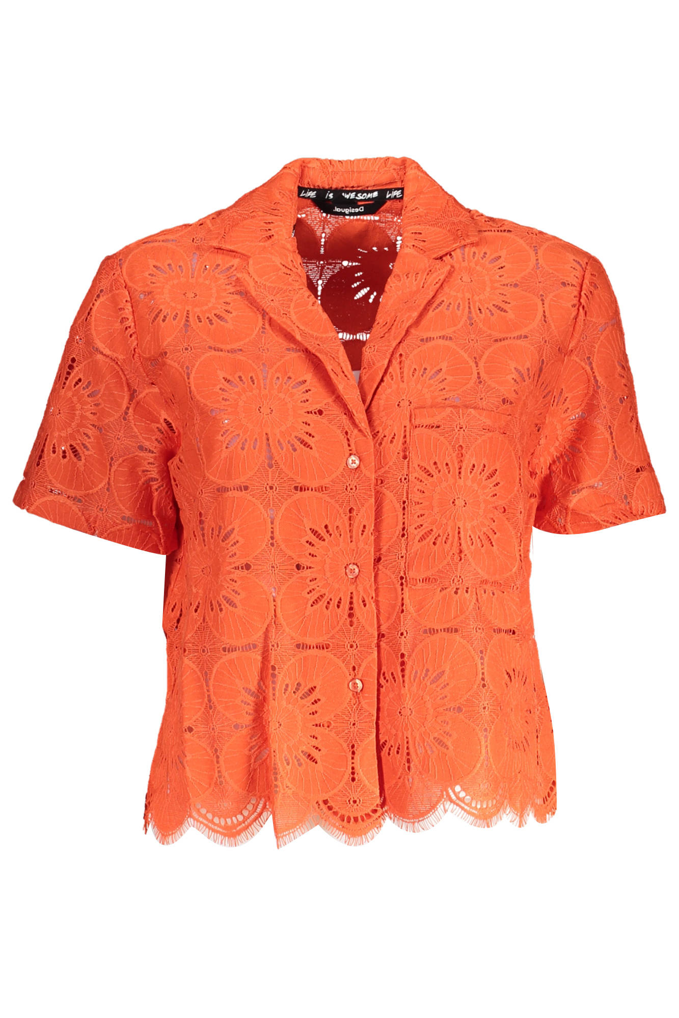 DESIGUAL ORANGE WOMEN SHORT SLEEVED SHIRT DESIGUAL ORANGE WOMEN SHORT SLEEVED SHIRT