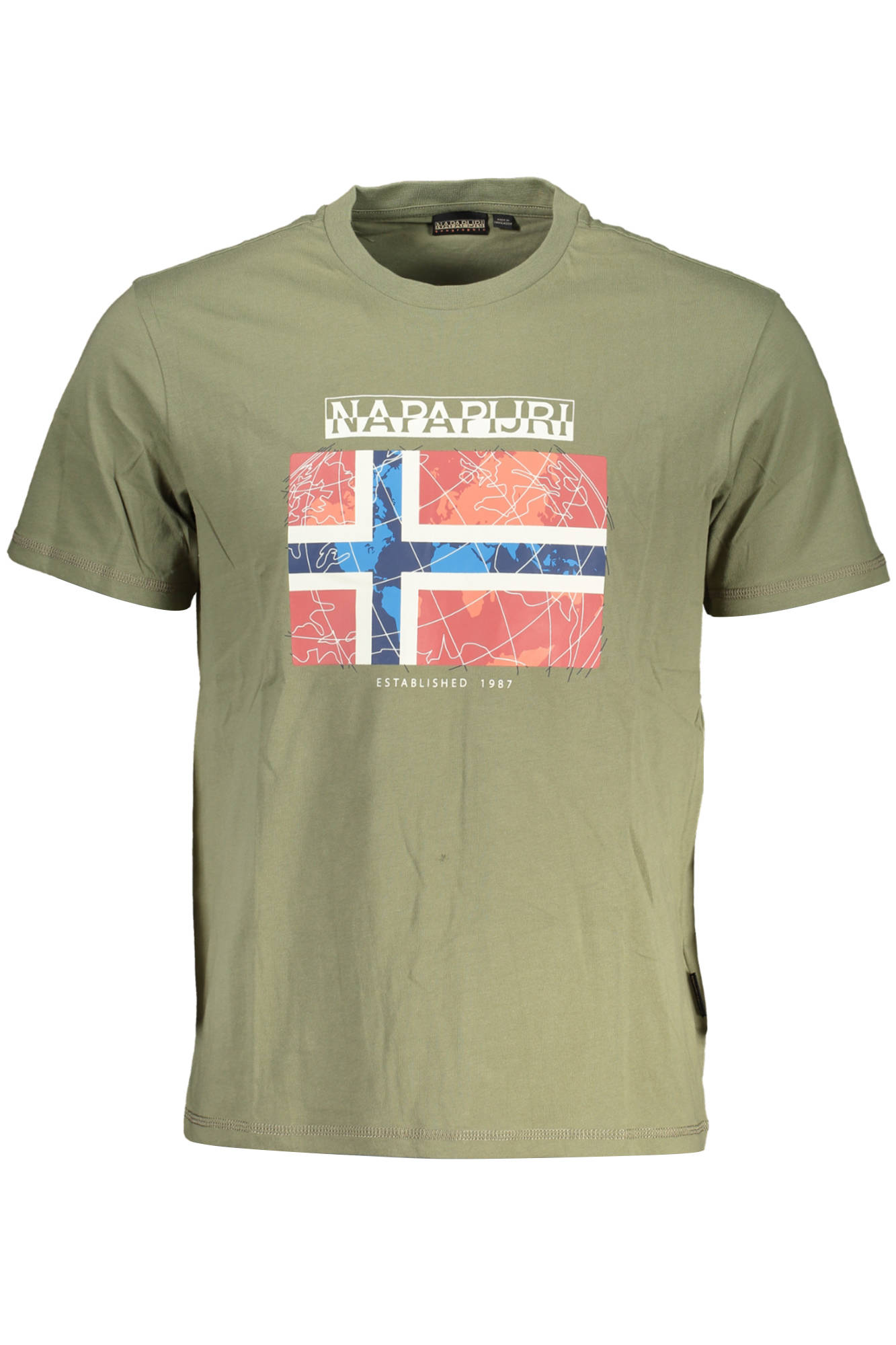 NAPAPIJRI GREEN MEN SHORT SLEEVE T-SHIRT NAPAPIJRI GREEN MEN SHORT SLEEVE T-SHIRT