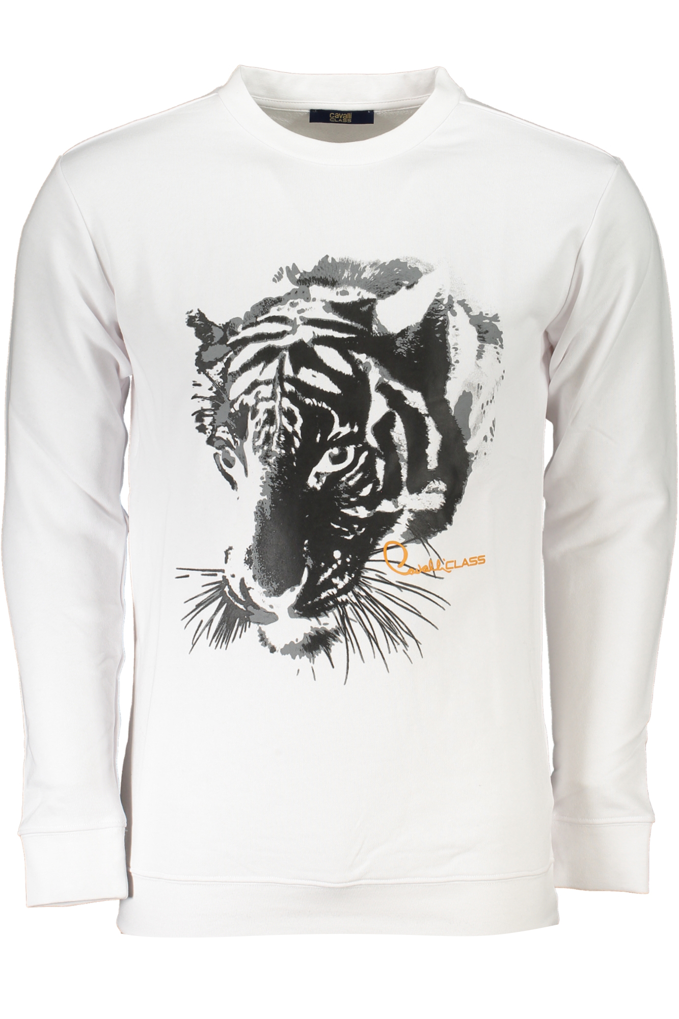 CAVALLI CLASS MEN WHITE ZIPLESS SWEATSHIRT CAVALLI CLASS MEN WHITE ZIPLESS SWEATSHIRT