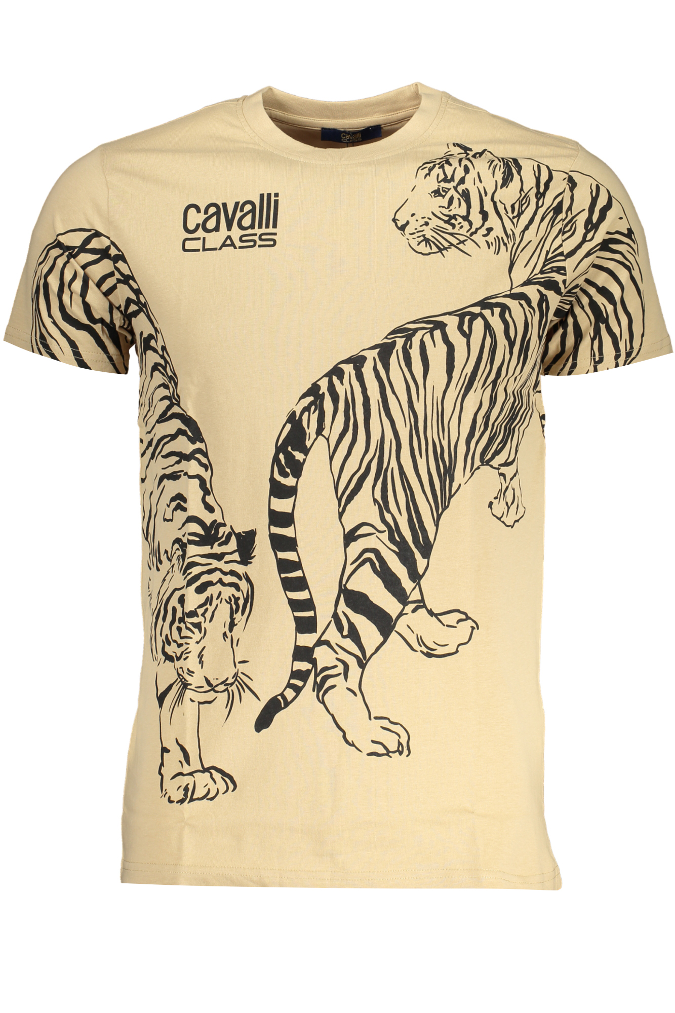 CAVALLI CLASS MEN SHORT SLEEVED T-SHIRT BEIGE CAVALLI CLASS MEN SHORT SLEEVED T-SHIRT BEIGE