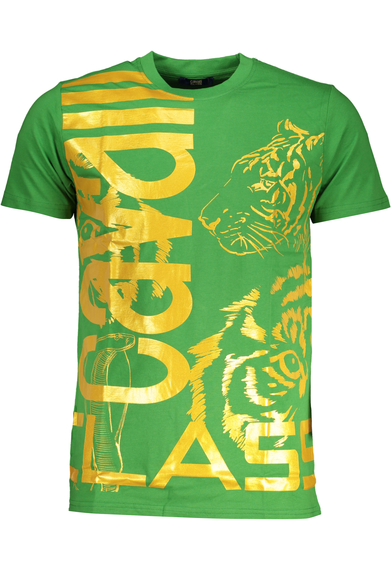 CAVALLI CLASS GREEN MEN SHORT SLEEVED T-SHIRT CAVALLI CLASS GREEN MEN SHORT SLEEVED T-SHIRT