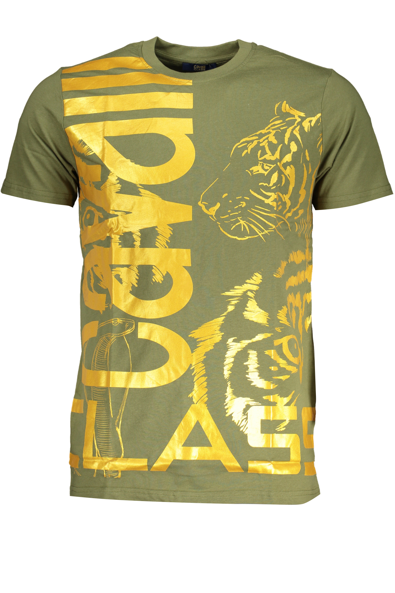 CAVALLI CLASS GREEN MEN SHORT SLEEVED T-SHIRT CAVALLI CLASS GREEN MEN SHORT SLEEVED T-SHIRT