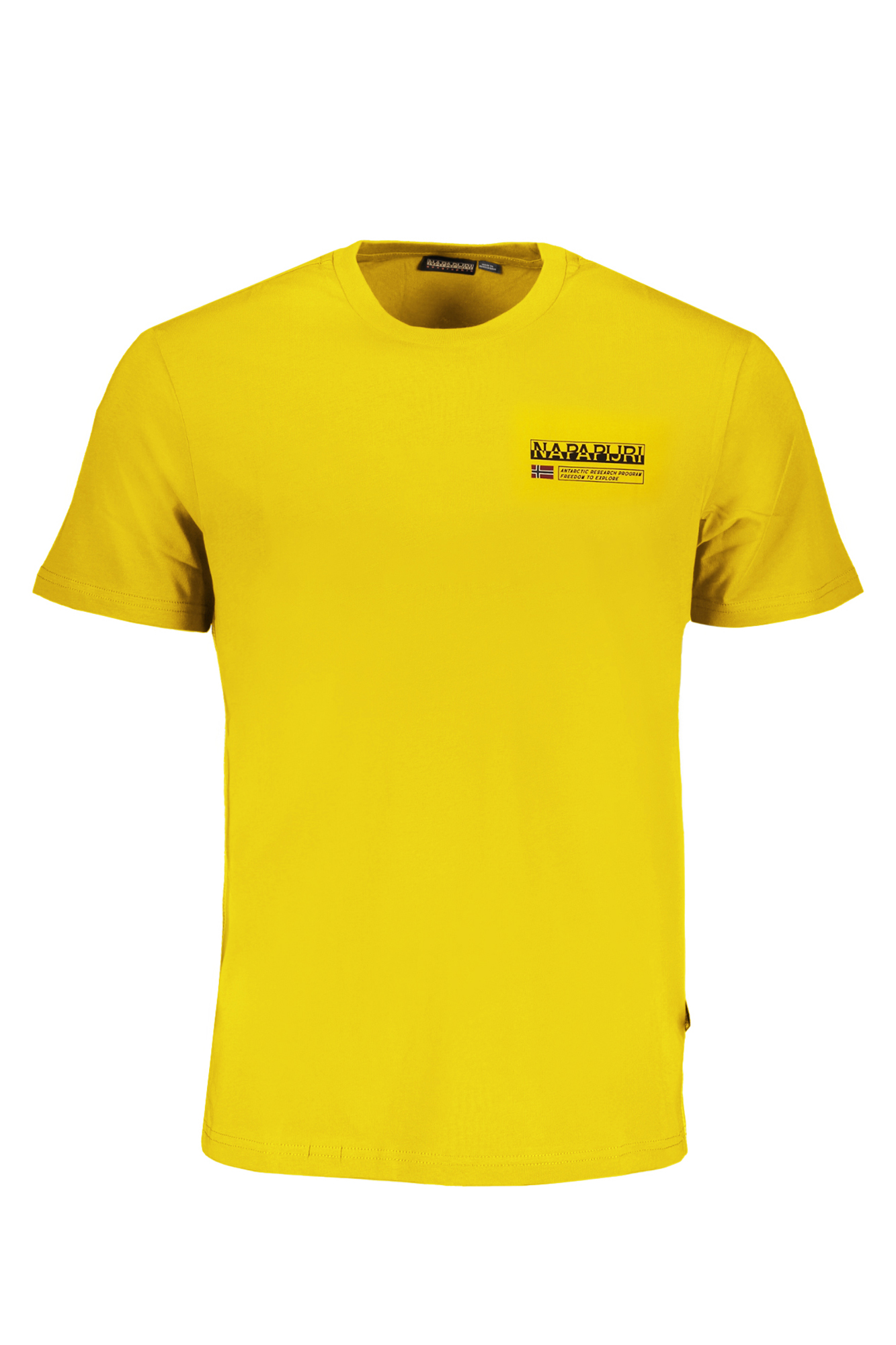 NAPAPIJRI YELLOW MEN SHORT SLEEVED T-SHIRT NAPAPIJRI YELLOW MEN SHORT SLEEVED T-SHIRT