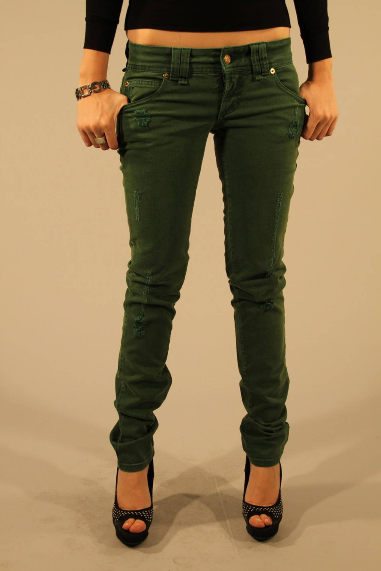 JOHN GALLIANO JEANS DENIM WOMAN GREEN JOHN GALLIANO JEANS DENIM WOMAN GREEN