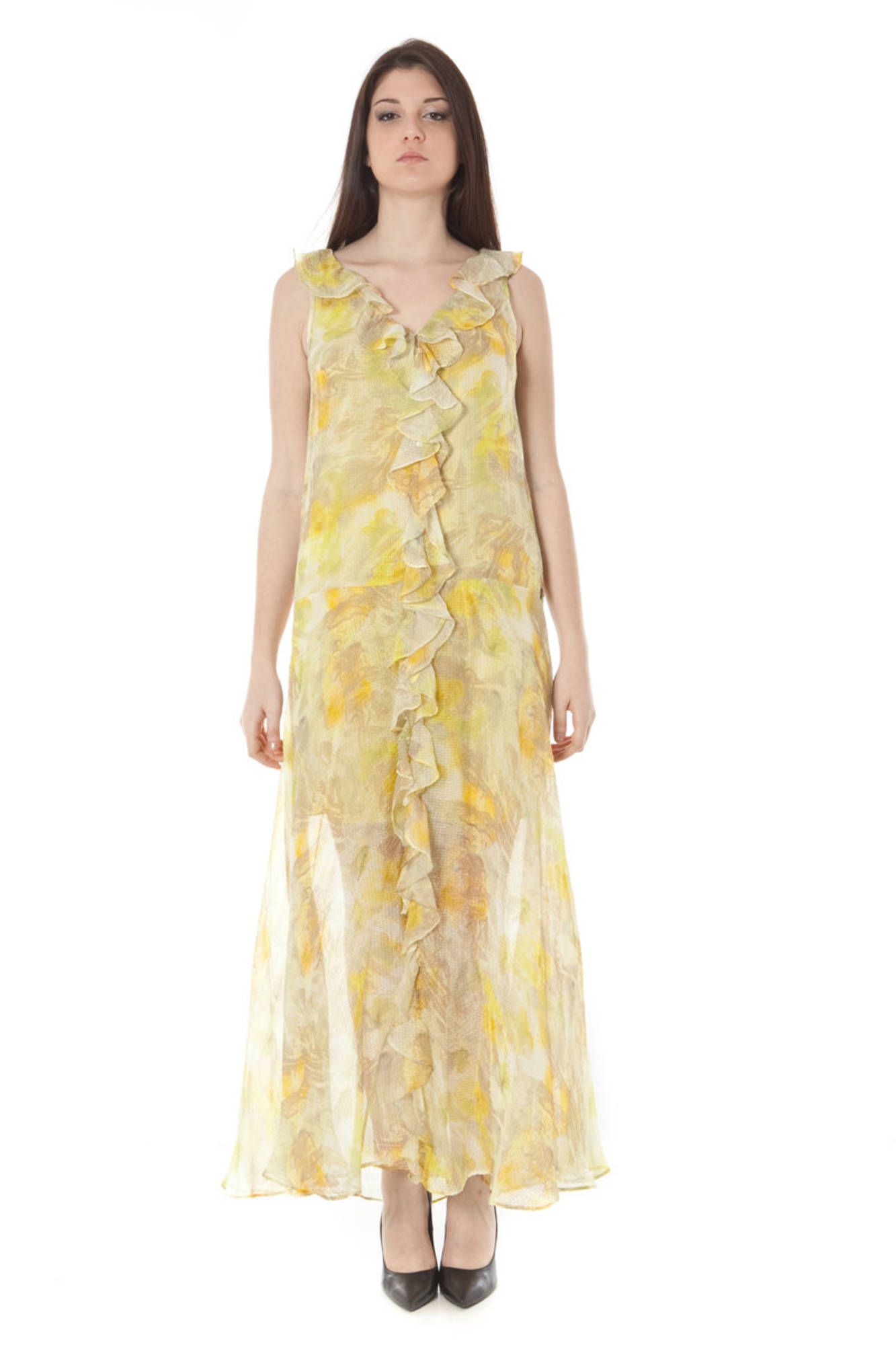 JOHN GALLIANO LONG YELLOW WOMAN DRESS JOHN GALLIANO LONG YELLOW WOMAN DRESS