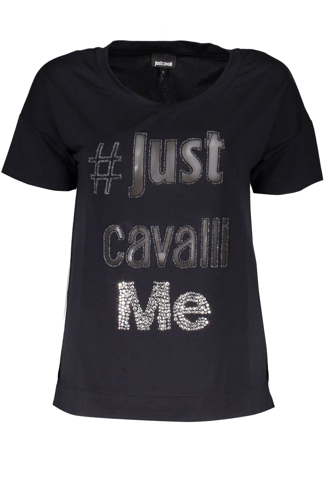 JUST CAVALLI WOMEN SHORT SLEEVE T-SHIRT BLACK JUST CAVALLI WOMEN SHORT SLEEVE T-SHIRT BLACK