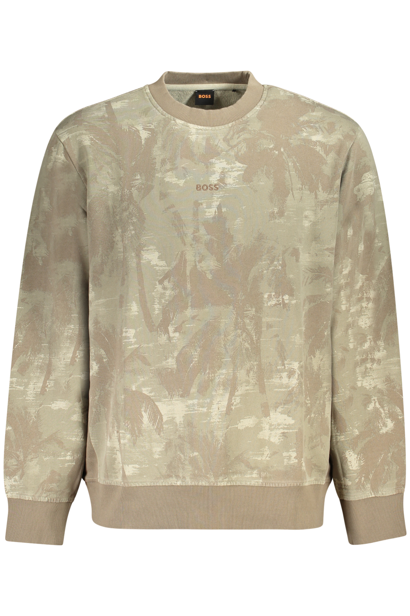 BOSS MEN ZIP-FREE SWEATSHIRT BROWN BOSS MEN ZIP-FREE SWEATSHIRT BROWN