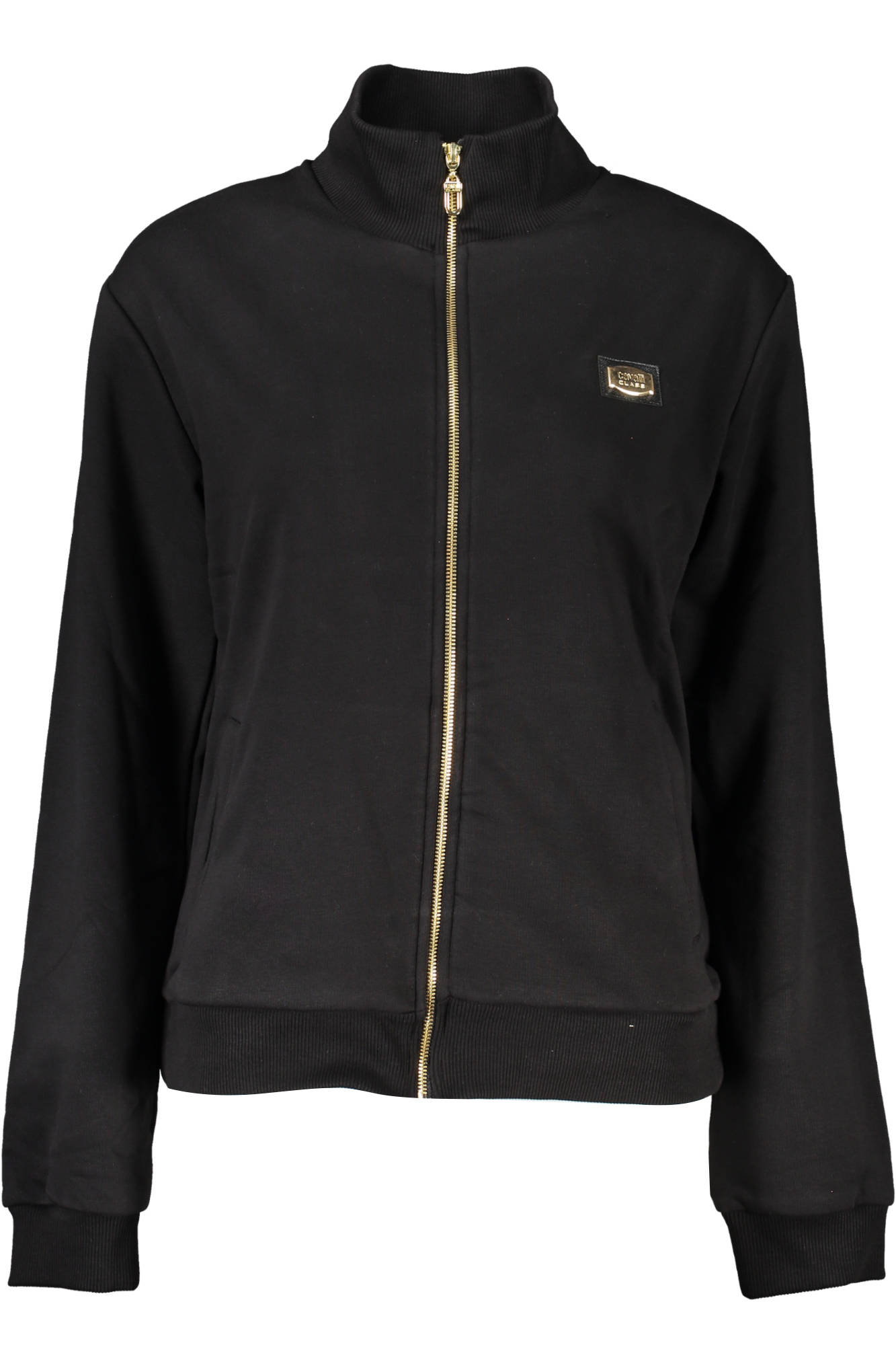 CAVALLI CLASS WOMEN ZIP-UP SWEATSHIRT BLACK CAVALLI CLASS WOMEN ZIP-UP SWEATSHIRT BLACK