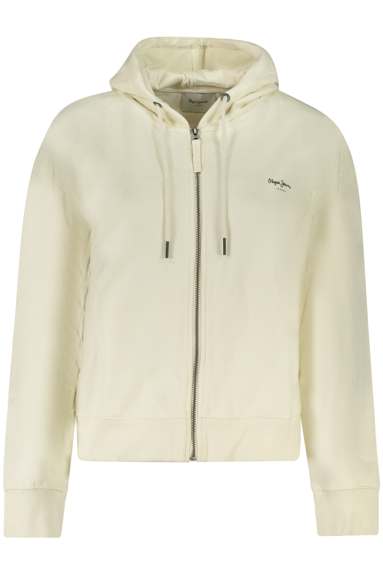 PEPE JEANS WOMEN WHITE ZIP-UP SWEATSHIRT PEPE JEANS WOMEN WHITE ZIP-UP SWEATSHIRT