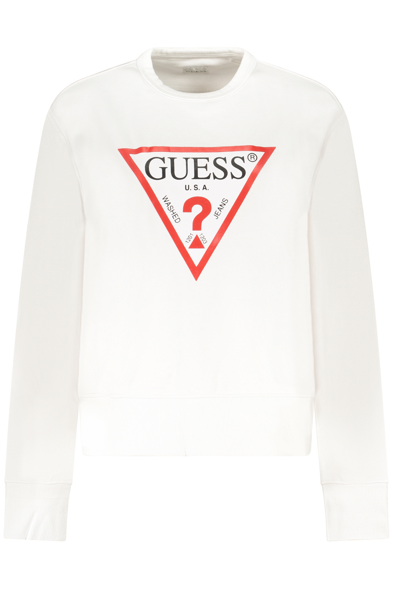 GUESS JEANS WOMEN WHITE ZIP-UP SWEATSHIRT
