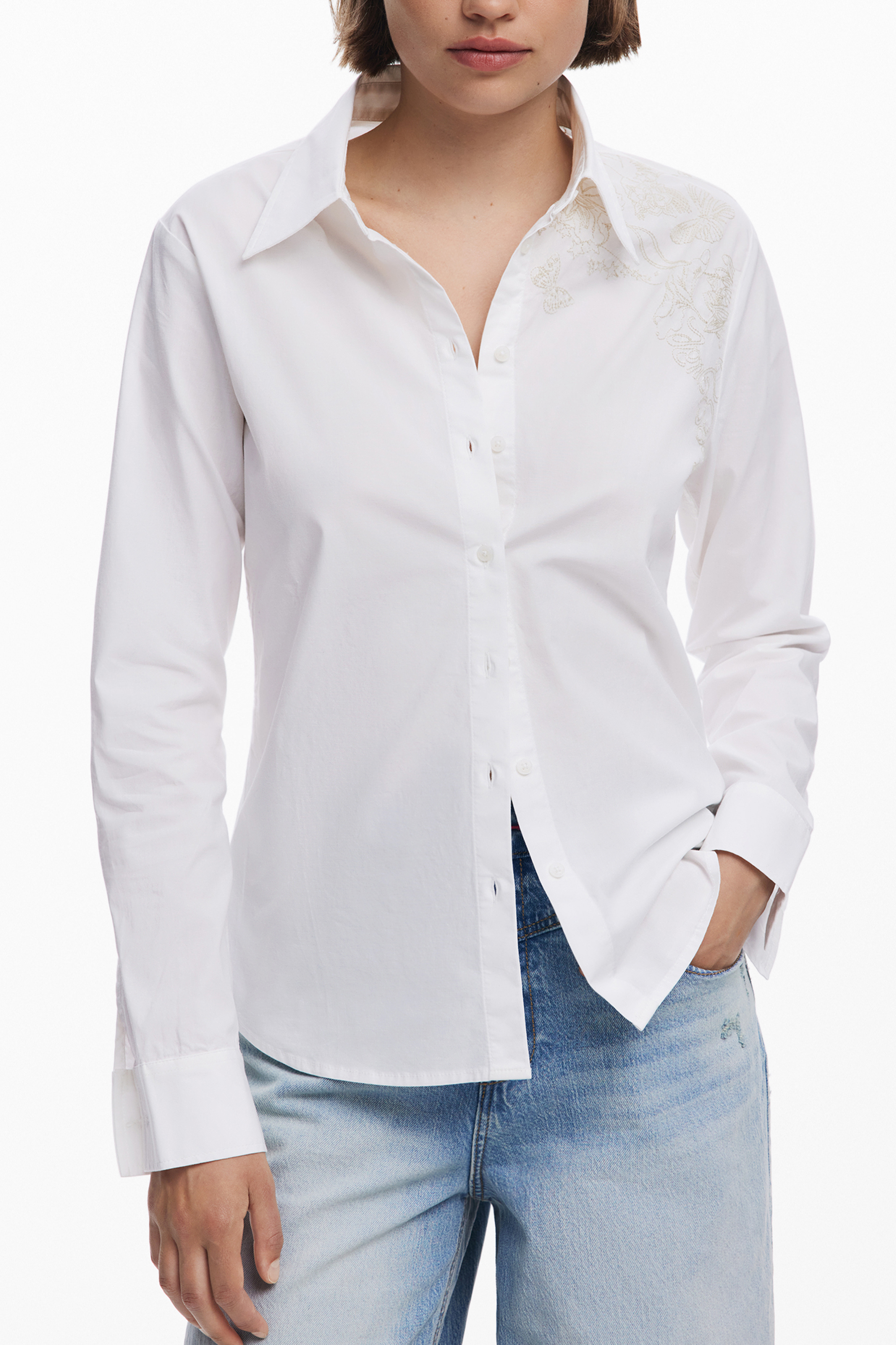 DESIGUAL WOMEN LONG-SLEEVED SHIRT WHITE DESIGUAL WOMEN LONG-SLEEVED SHIRT WHITE