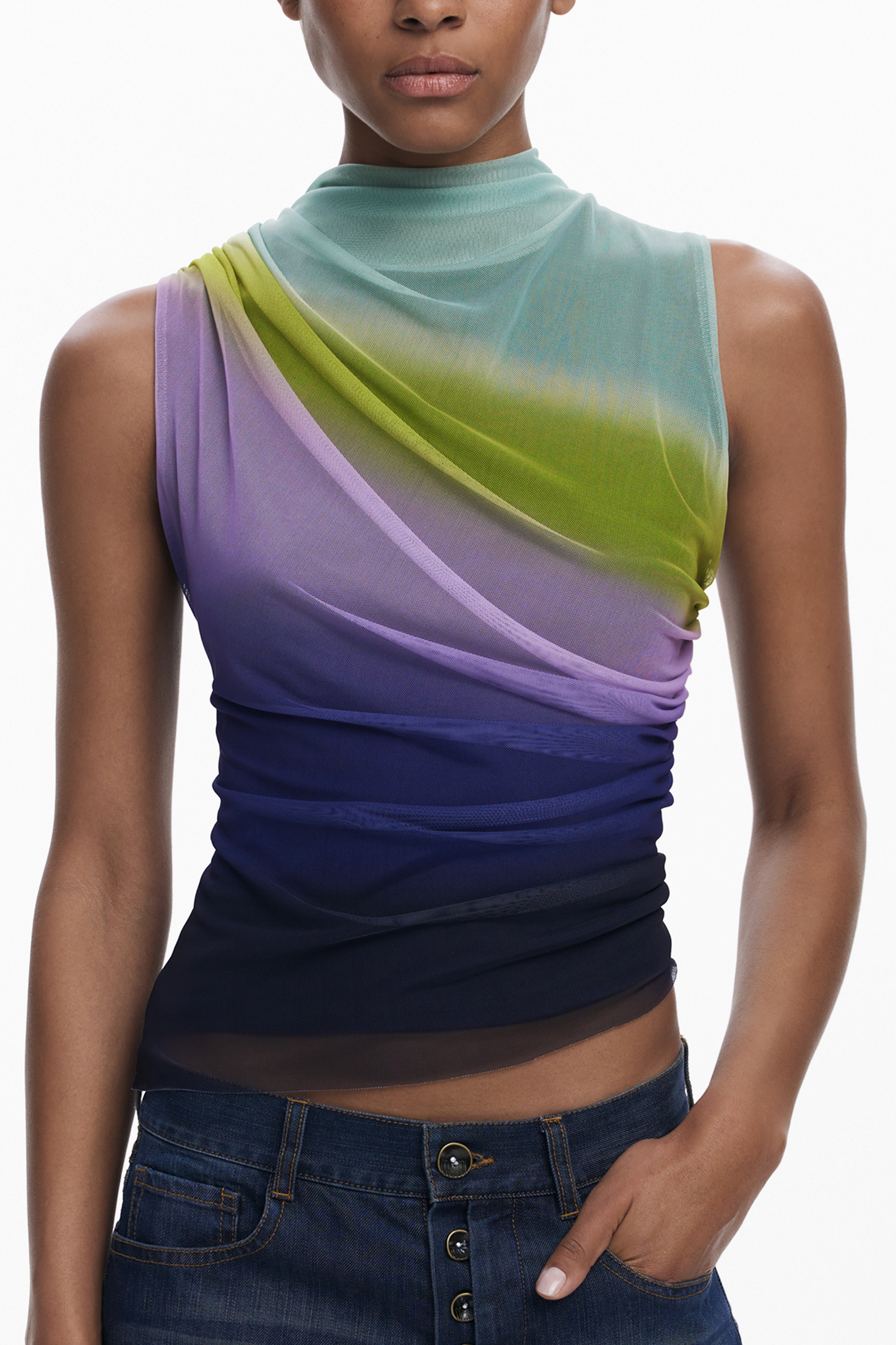 DESIGUAL WOMEN GREEN TANK TOP DESIGUAL WOMEN GREEN TANK TOP