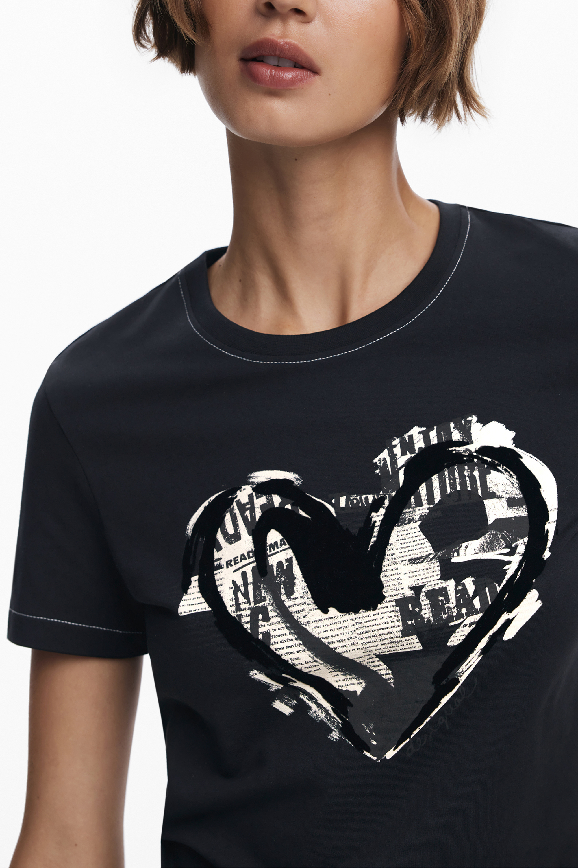 DESIGUAL WOMEN SHORT-SLEEVE T-SHIRT BLACK