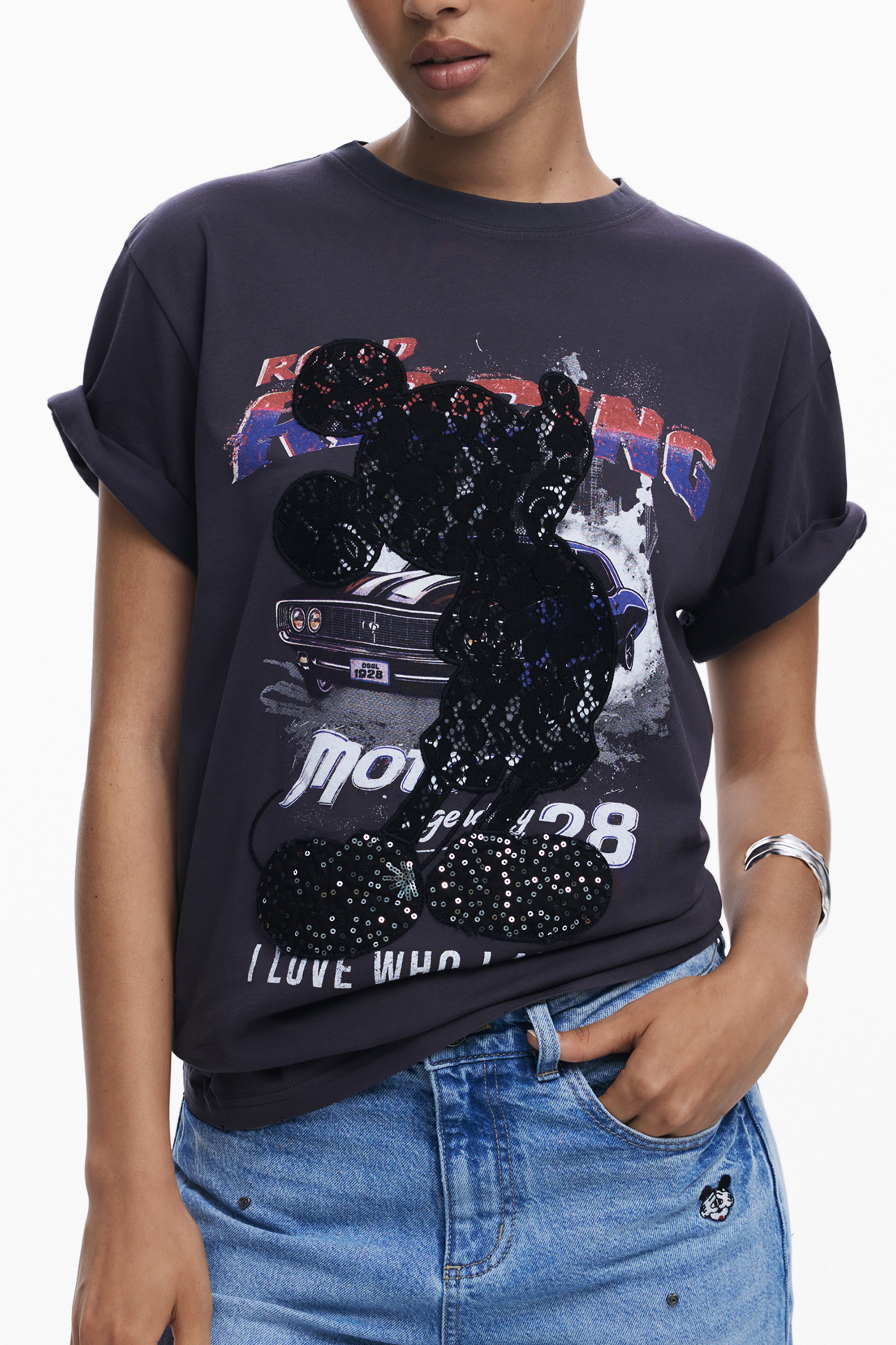 DESIGUAL WOMEN SHORT-SLEEVE T-SHIRT BLACK