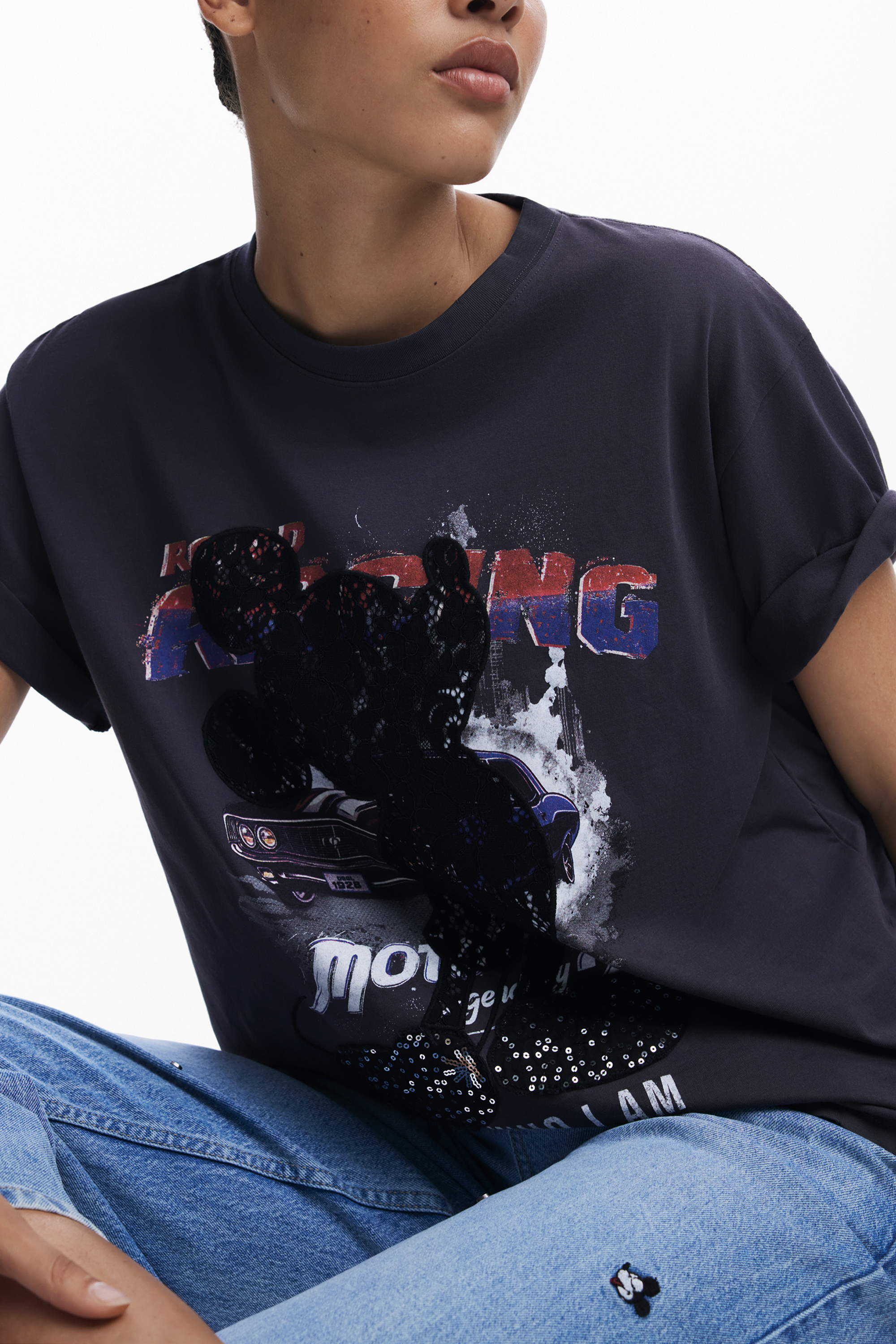 DESIGUAL WOMEN SHORT-SLEEVE T-SHIRT BLACK