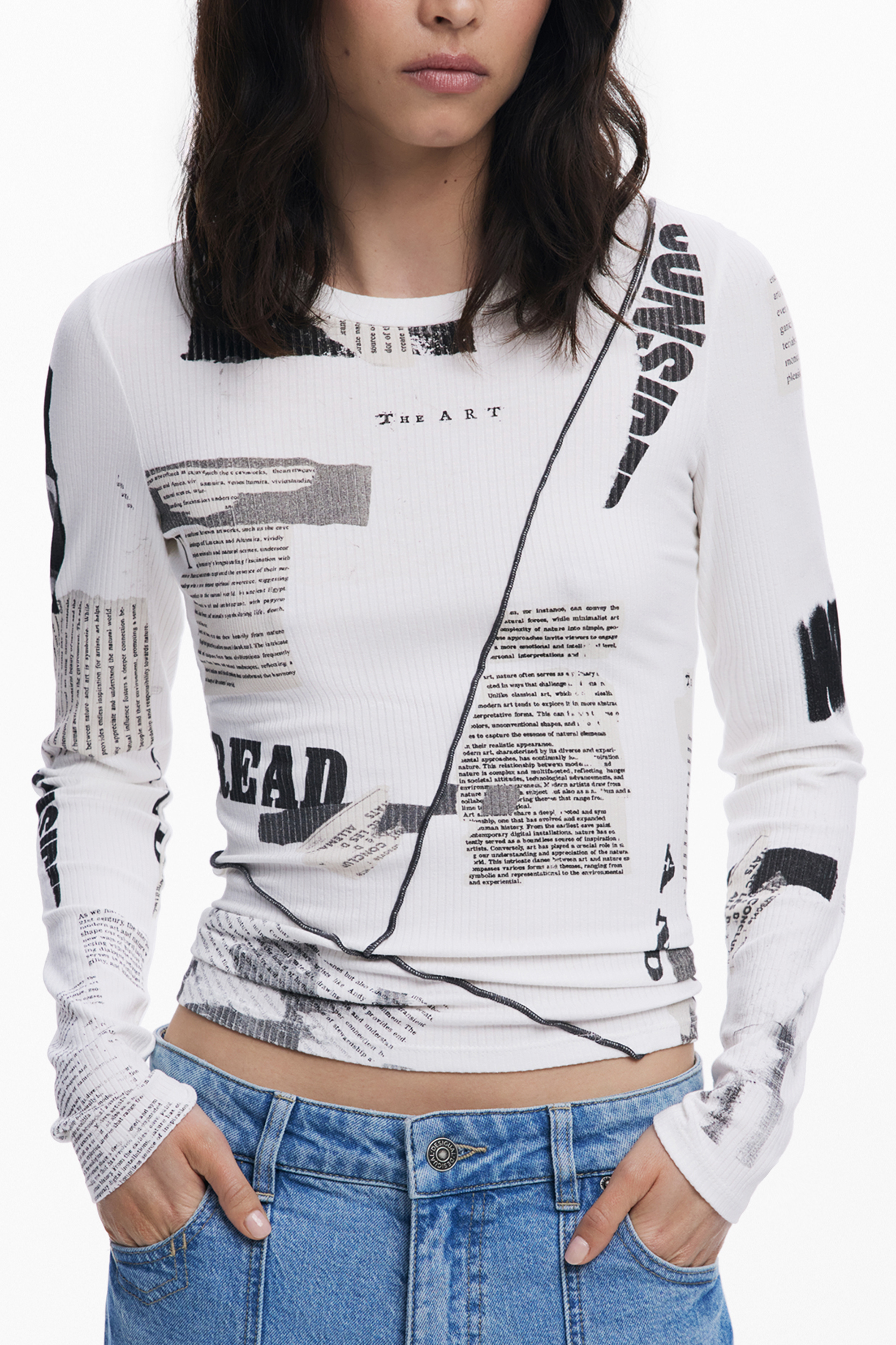 DESIGUAL WOMEN LONG-SLEEVED T-SHIRT WHITE DESIGUAL WOMEN LONG-SLEEVED T-SHIRT WHITE