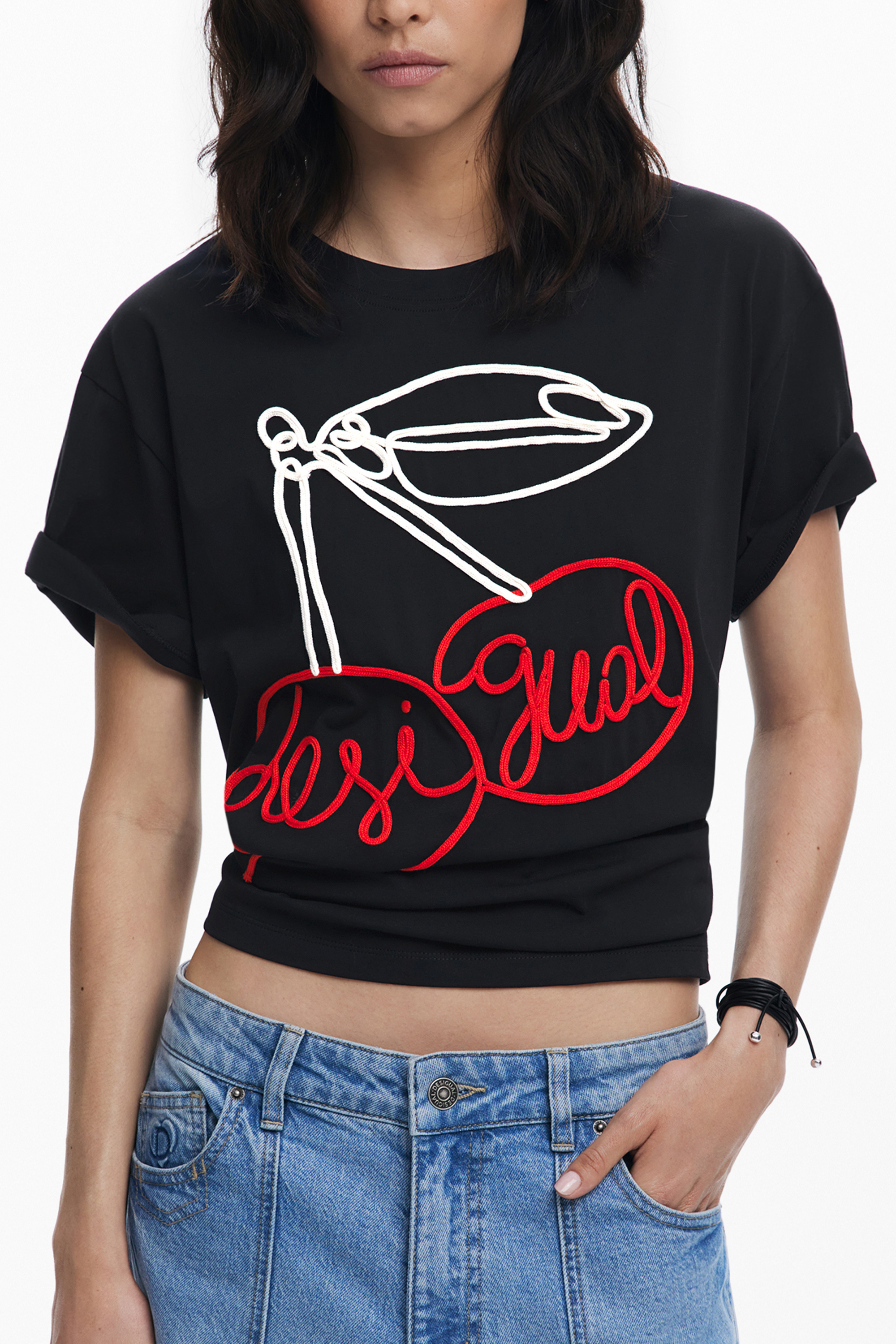 DESIGUAL WOMEN SHORT-SLEEVE T-SHIRT BLACK DESIGUAL WOMEN SHORT-SLEEVE T-SHIRT BLACK