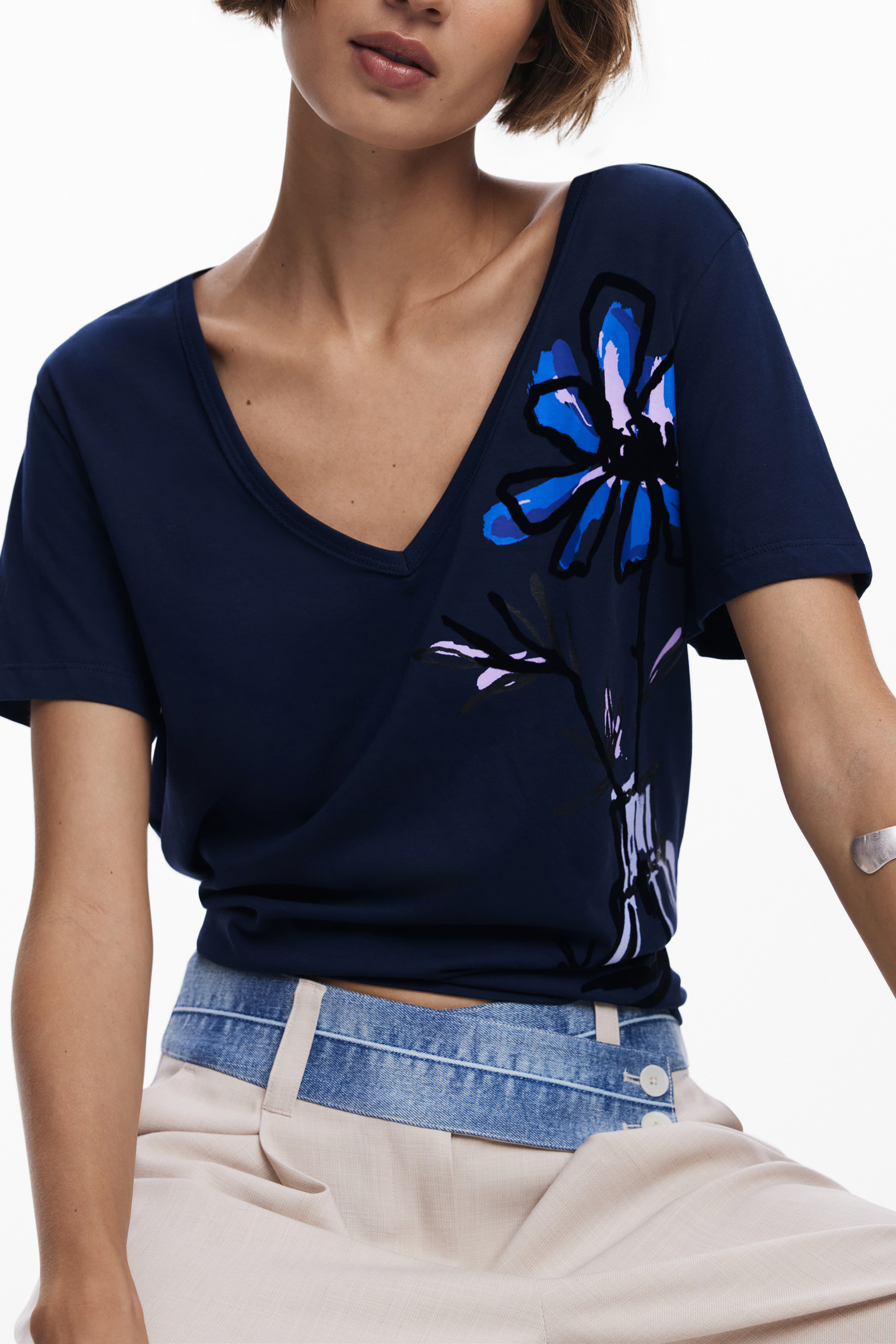 DESIGUAL WOMEN SHORT-SLEEVE T-SHIRT BLUE