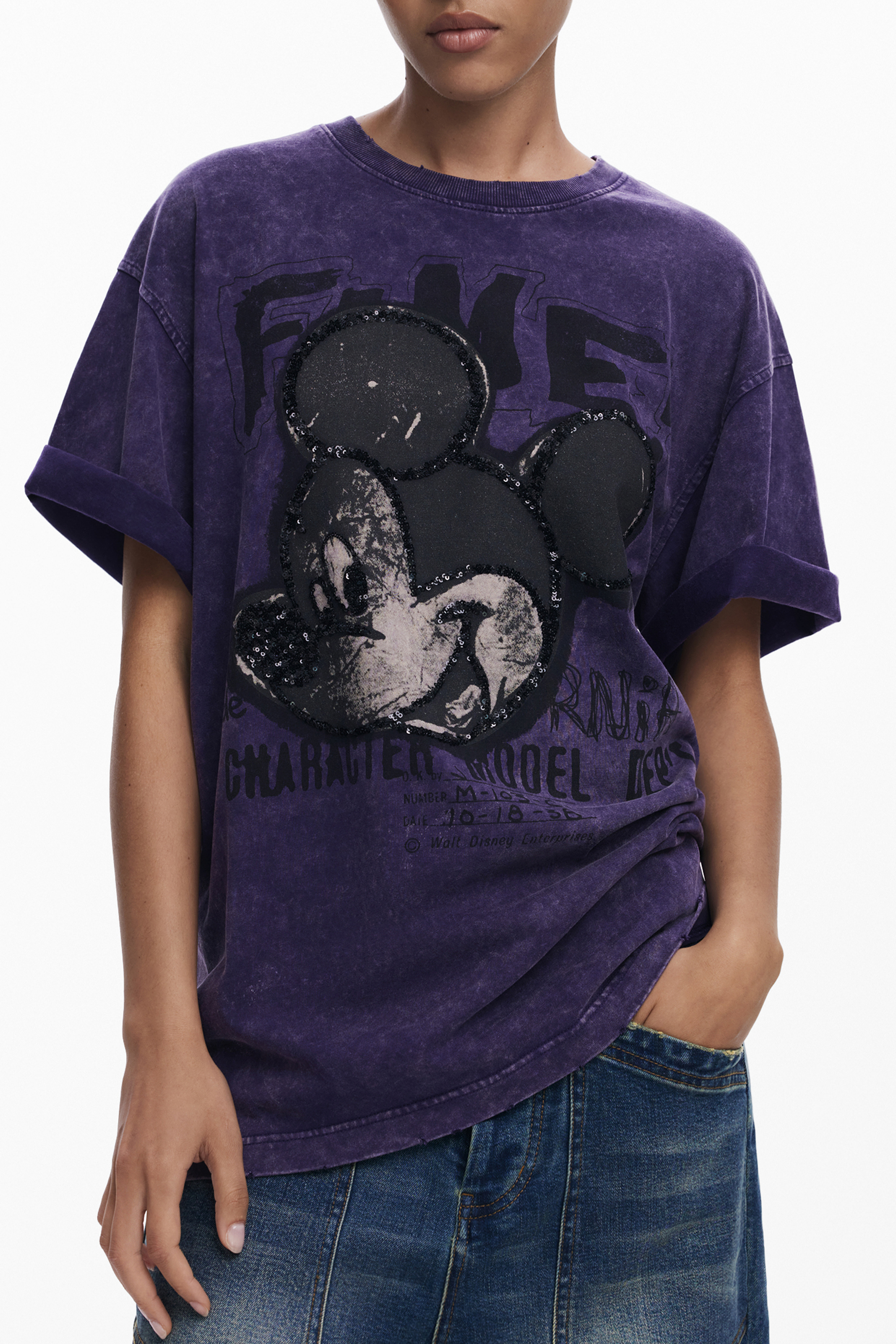 DESIGUAL WOMEN SHORT-SLEEVE T-SHIRT PURPLE