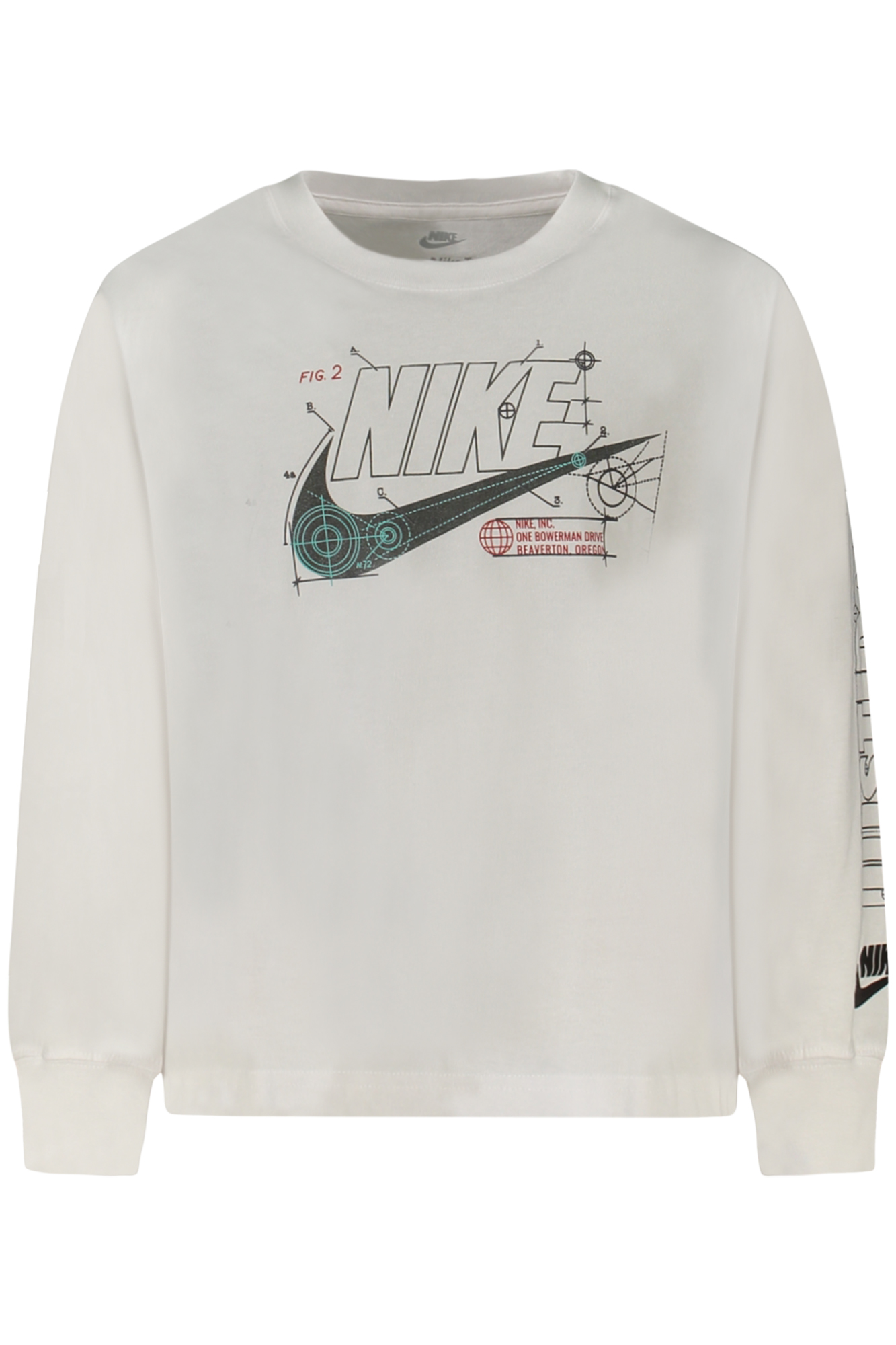 NIKE KIDS' LONG-SLEEVED T-SHIRT, WHITE NIKE KIDS' LONG-SLEEVED T-SHIRT, WHITE