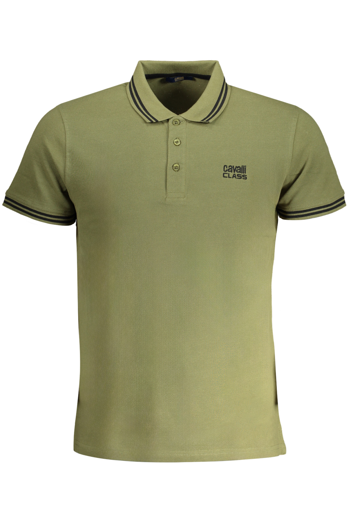 CAVALLI CLASS MEN GREEN SHORT SLEEVED POLO SHIRT