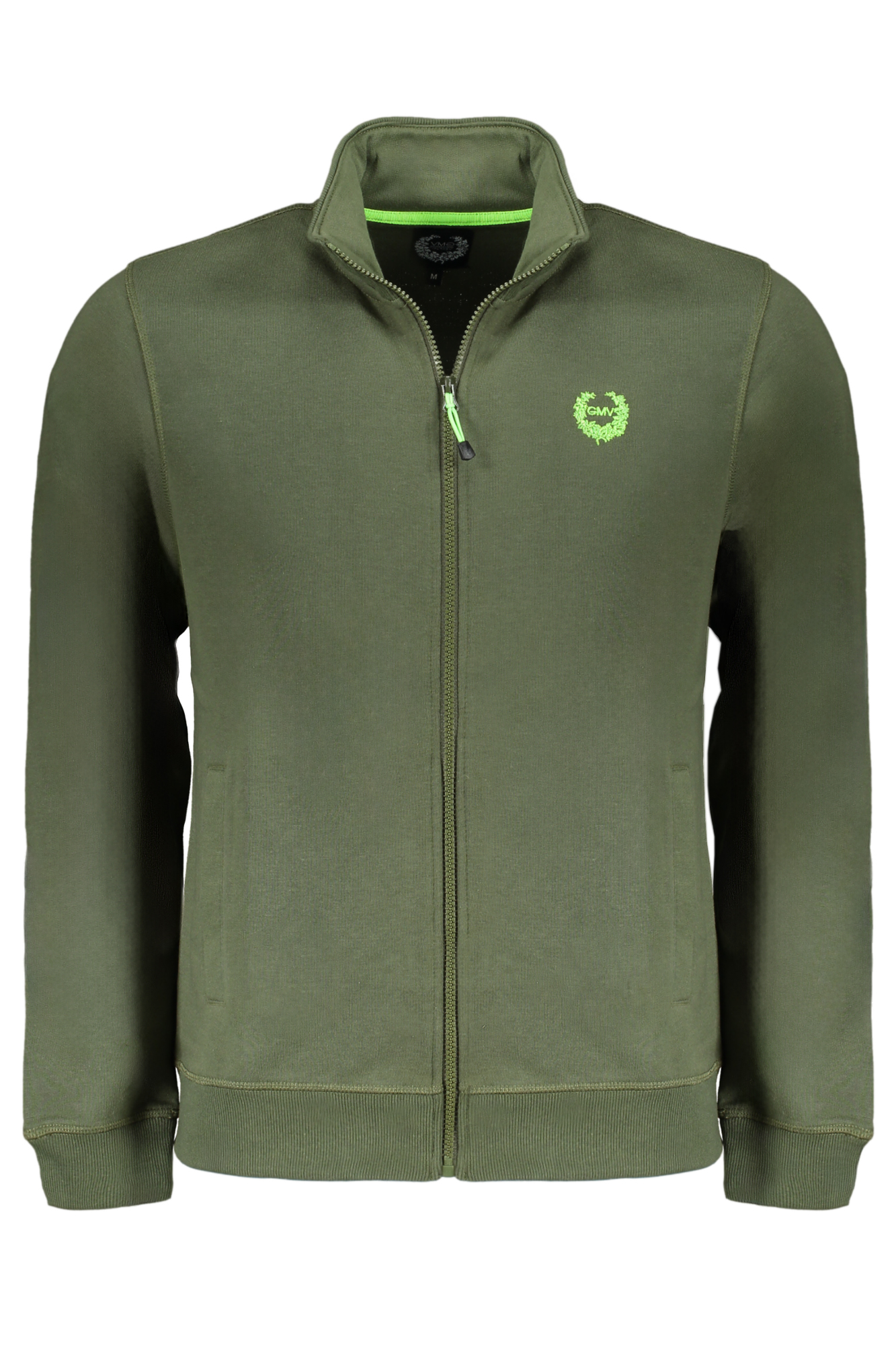 GIAN MARCO VENTURI MEN GREEN ZIP SWEATSHIRT GIAN MARCO VENTURI MEN GREEN ZIP SWEATSHIRT