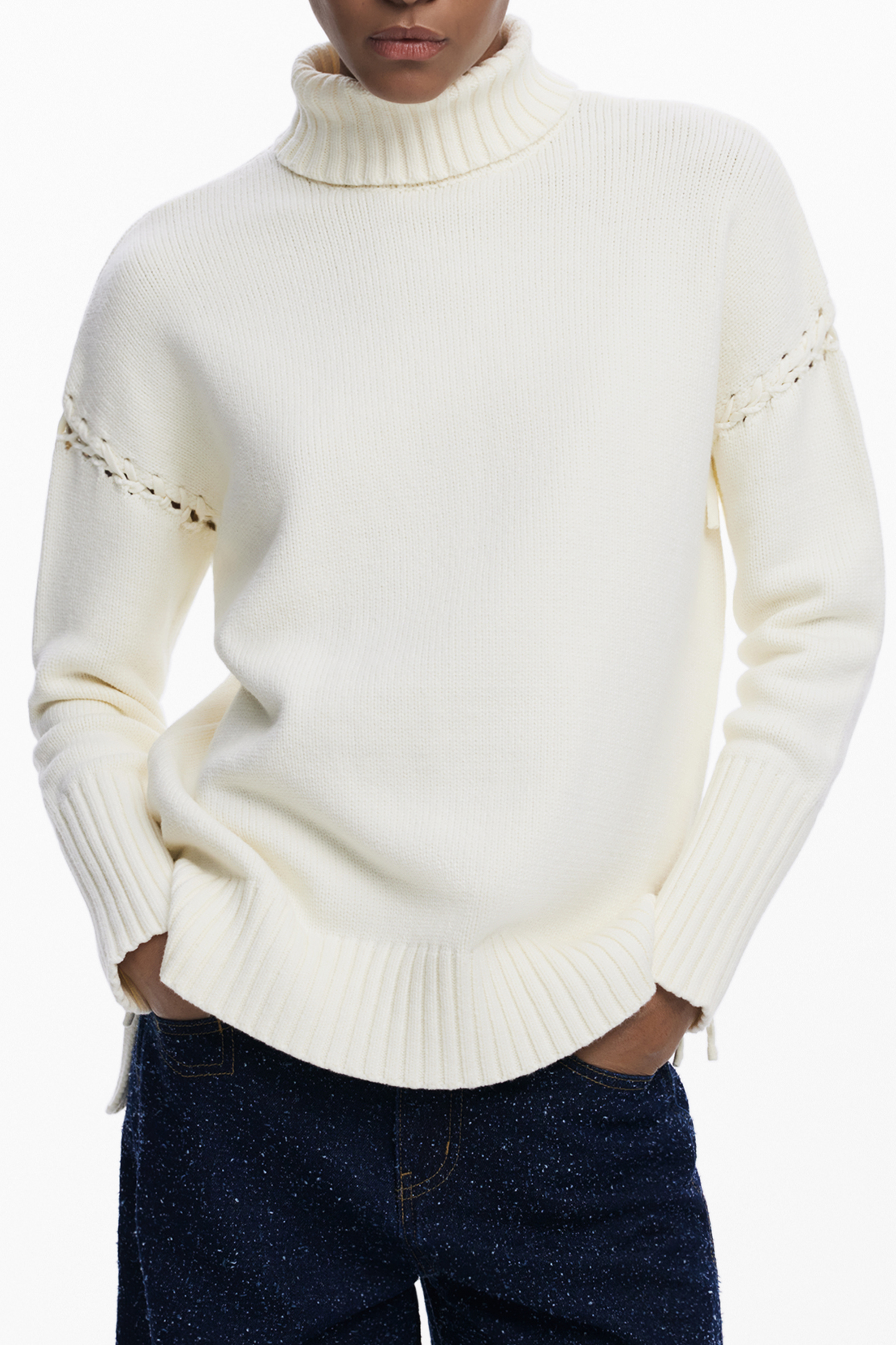 DESIGUAL WOMEN WHITE SWEATER