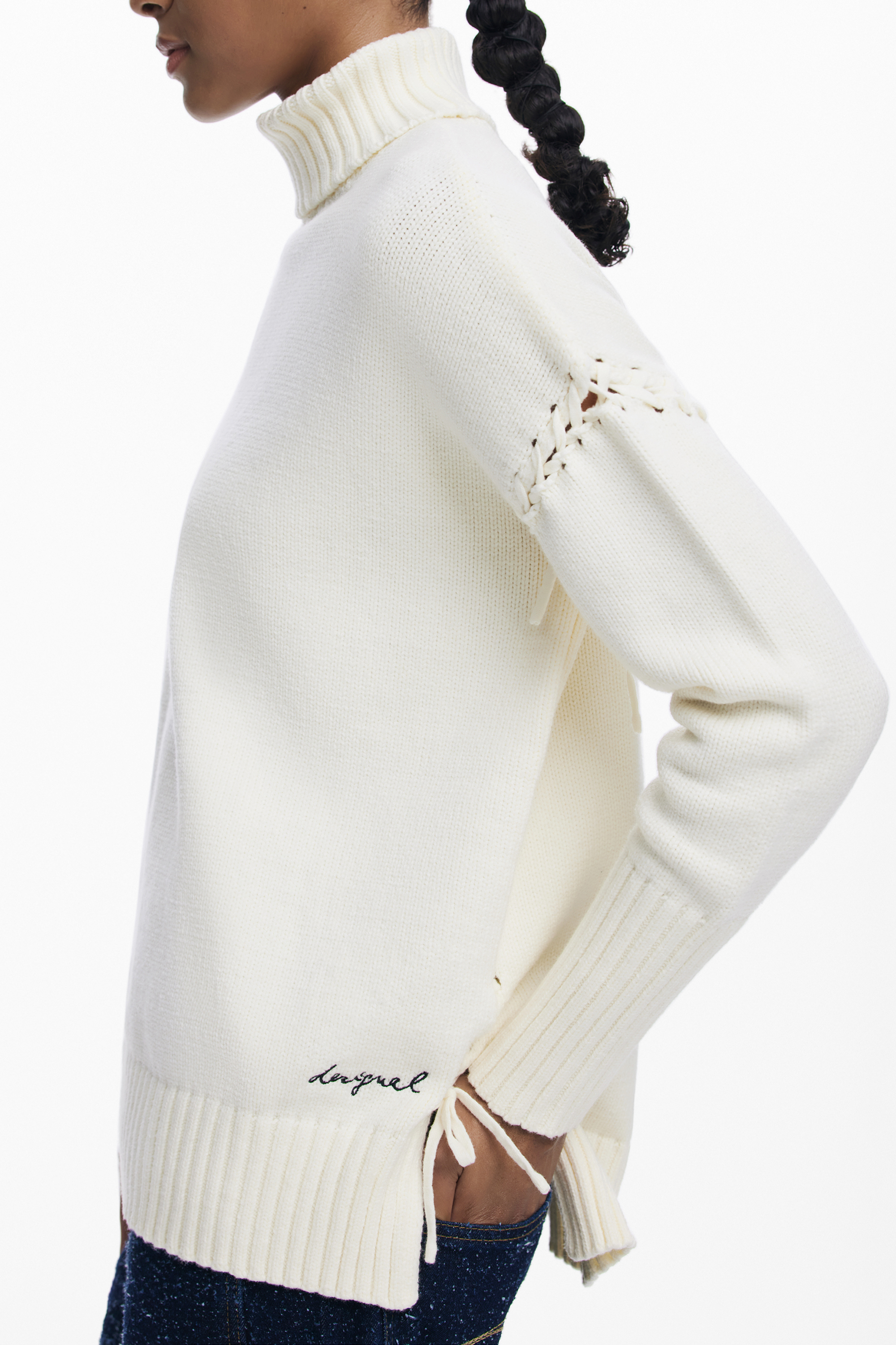 DESIGUAL WOMEN WHITE SWEATER
