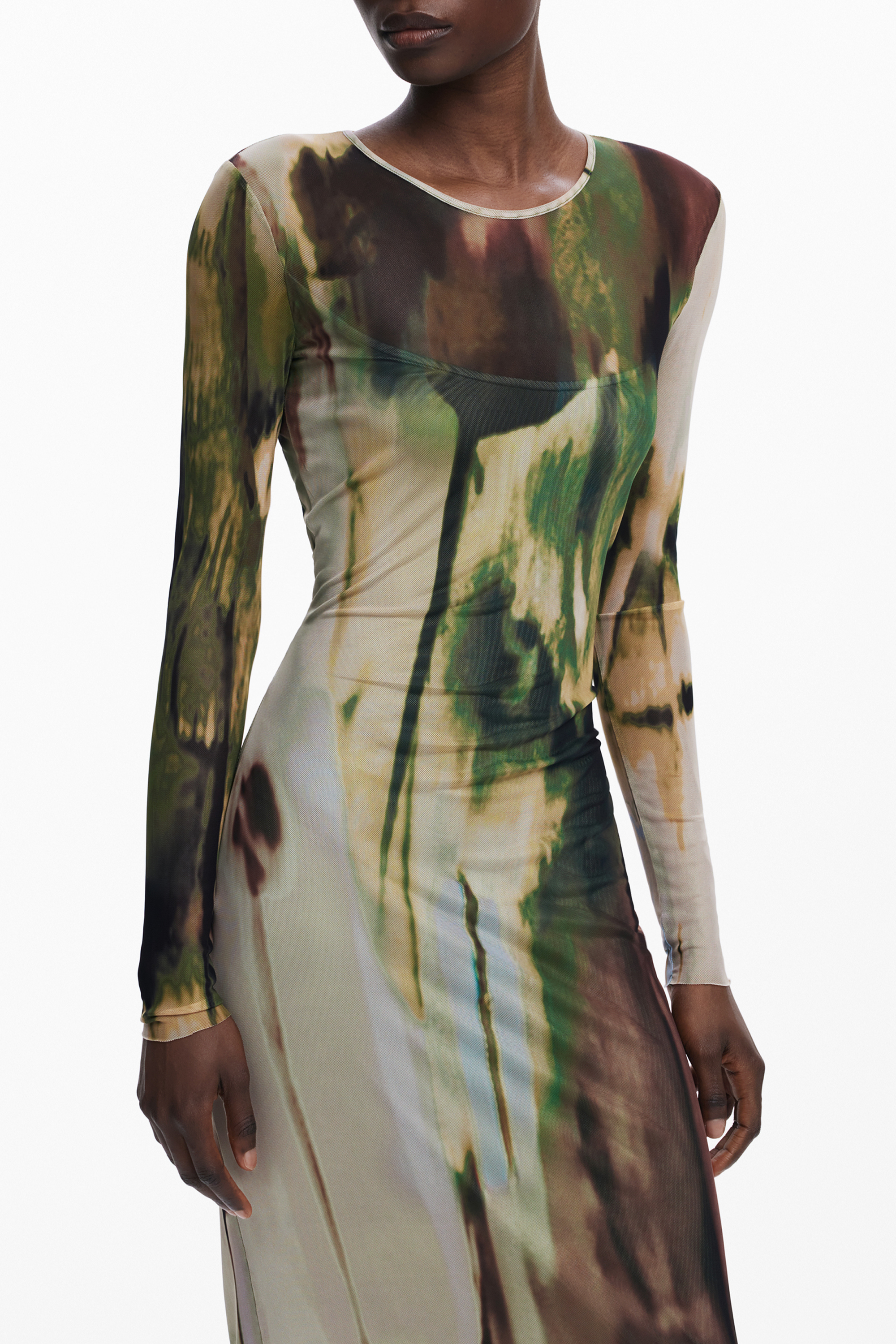 DESIGUAL WOMEN LONG DRESS GREEN DESIGUAL WOMEN LONG DRESS GREEN