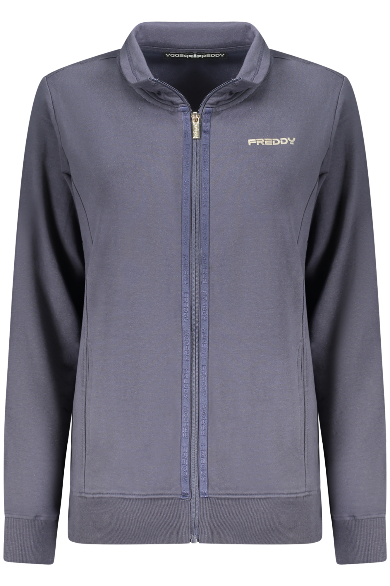 FREDDY WOMEN BLUE ZIP-UP SWEATSHIRT