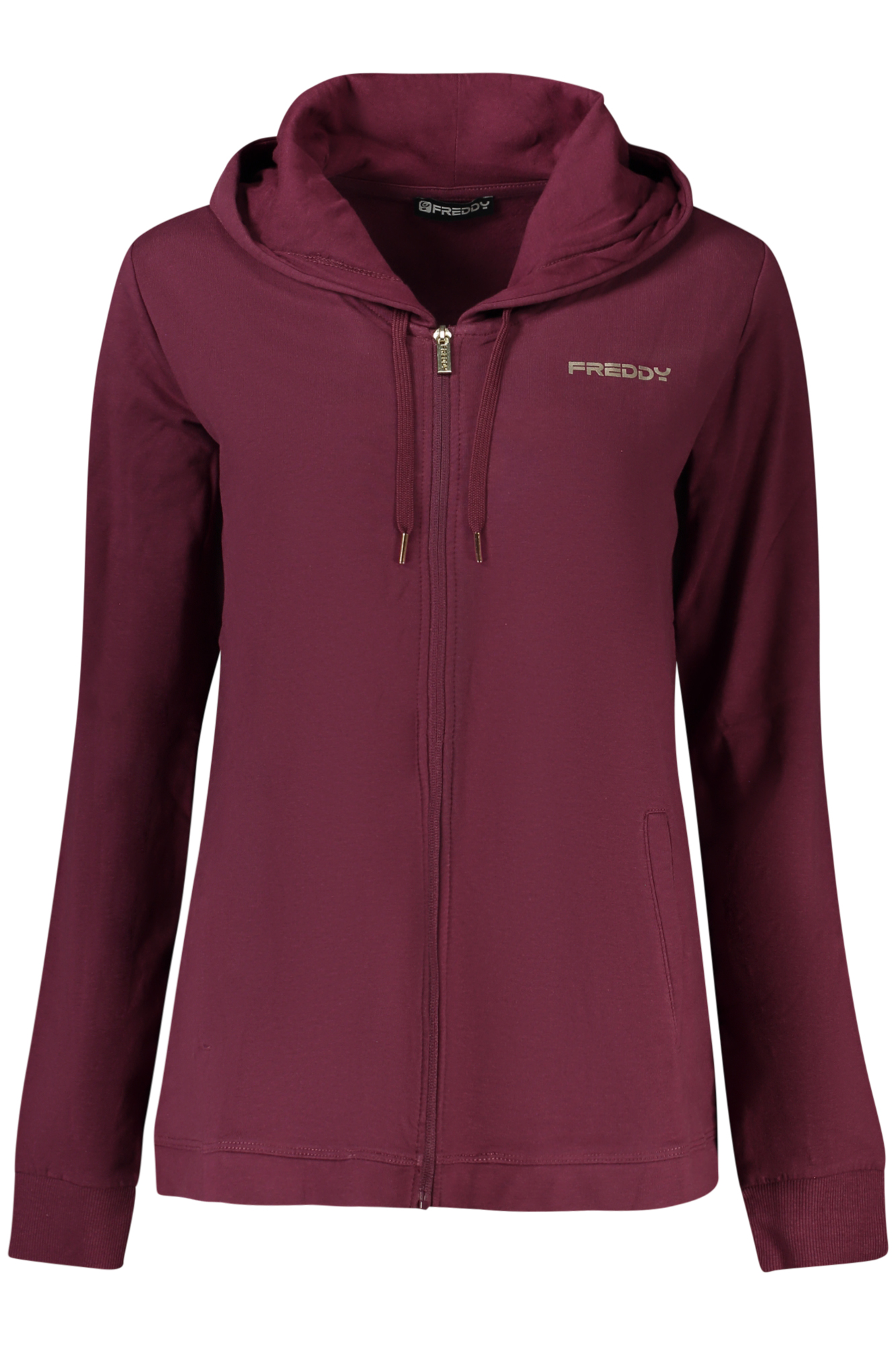 FREDDY WOMEN PURPLE ZIP-UP SWEATSHIRT