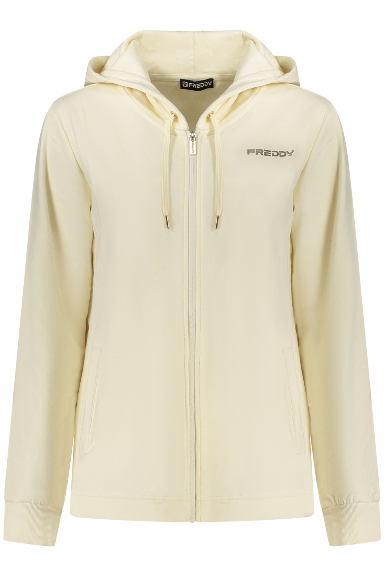 FREDDY WOMEN WHITE ZIP-UP SWEATSHIRT