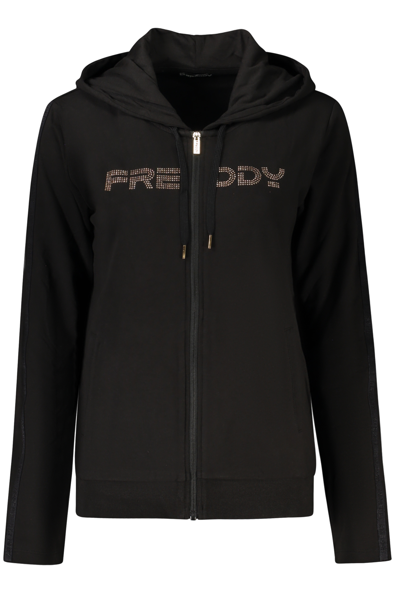 FREDDY WOMEN BLACK ZIP-UP SWEATSHIRT FREDDY WOMEN BLACK ZIP-UP SWEATSHIRT