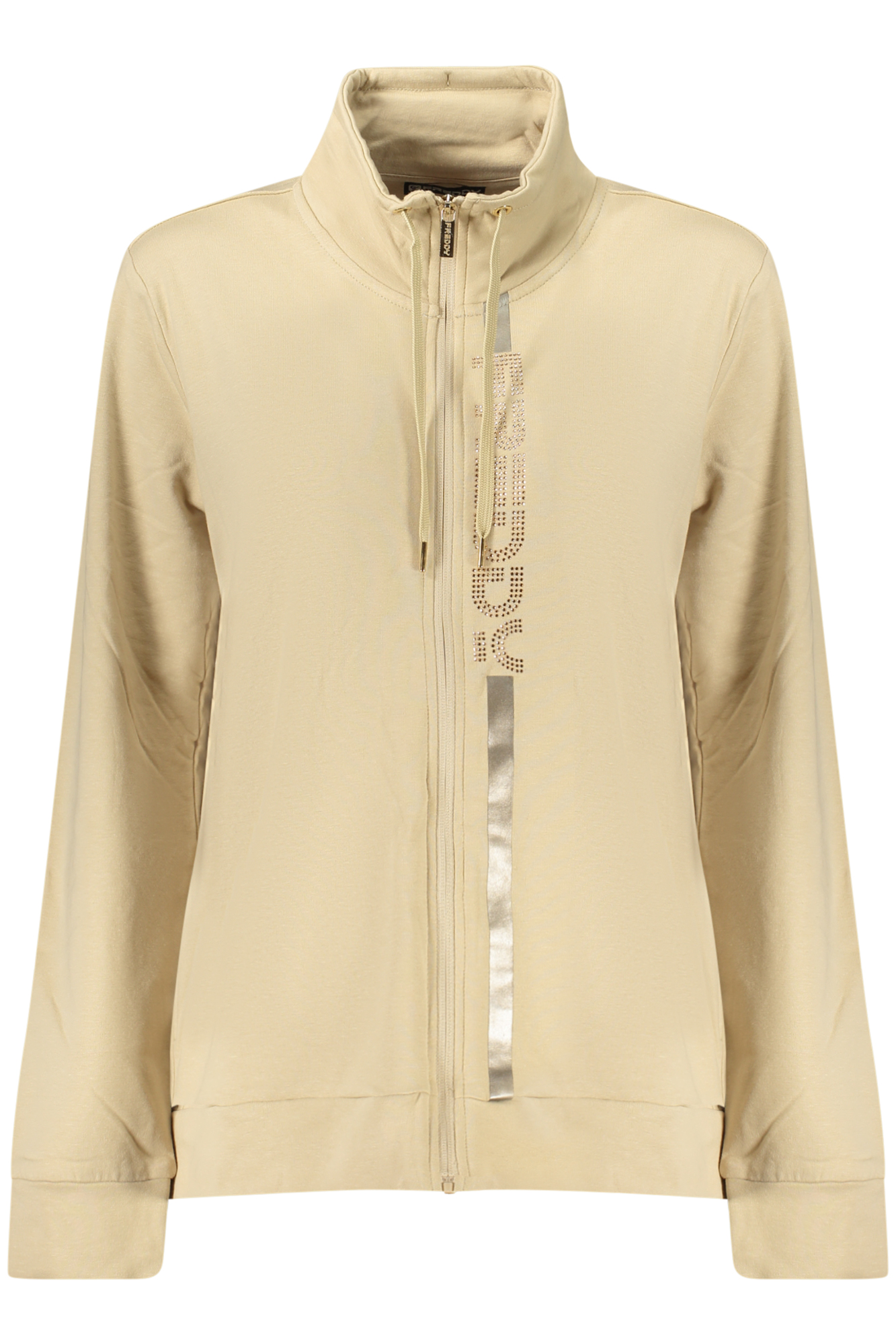 FREDDY WOMEN BEIGE ZIP-UP SWEATSHIRT