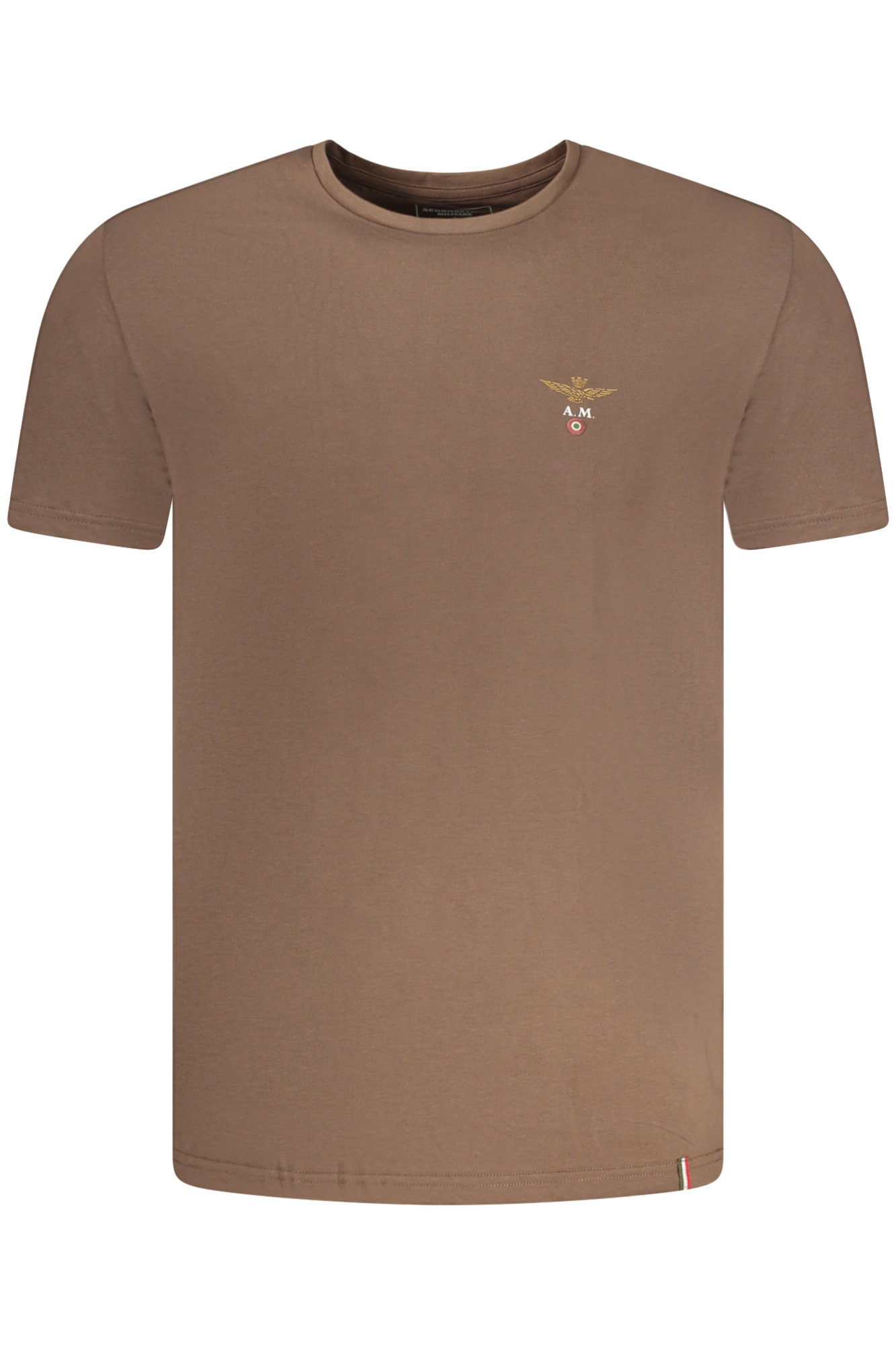 AERONAUTICA MILITARE MEN BROWN OUTERWEAR T-SHIRT AERONAUTICA MILITARE MEN BROWN OUTERWEAR T-SHIRT