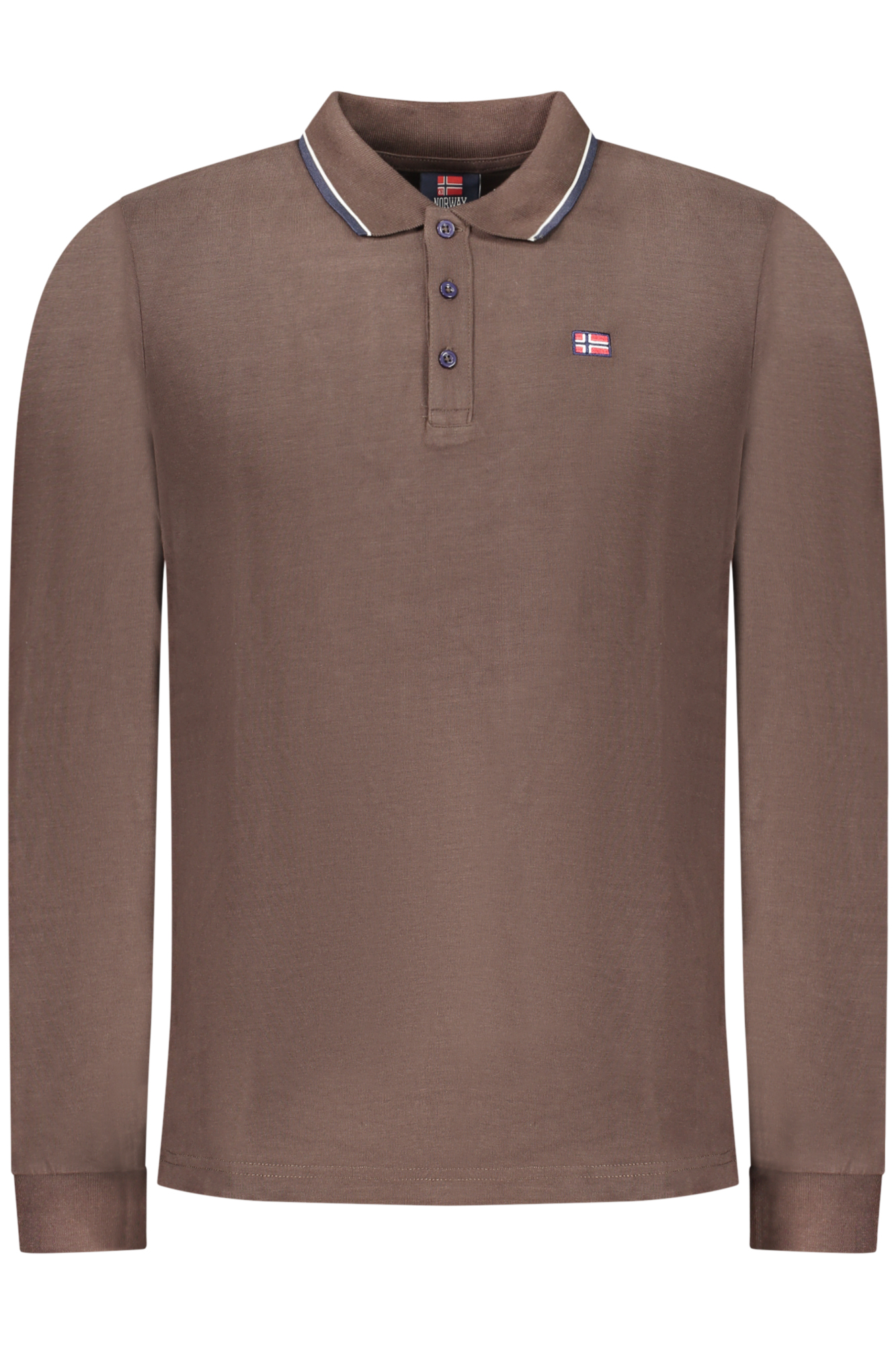 NORWAY 1963 MEN LONG-SLEEVE POLO SHIRT, BROWN NORWAY 1963 MEN LONG-SLEEVE POLO SHIRT, BROWN