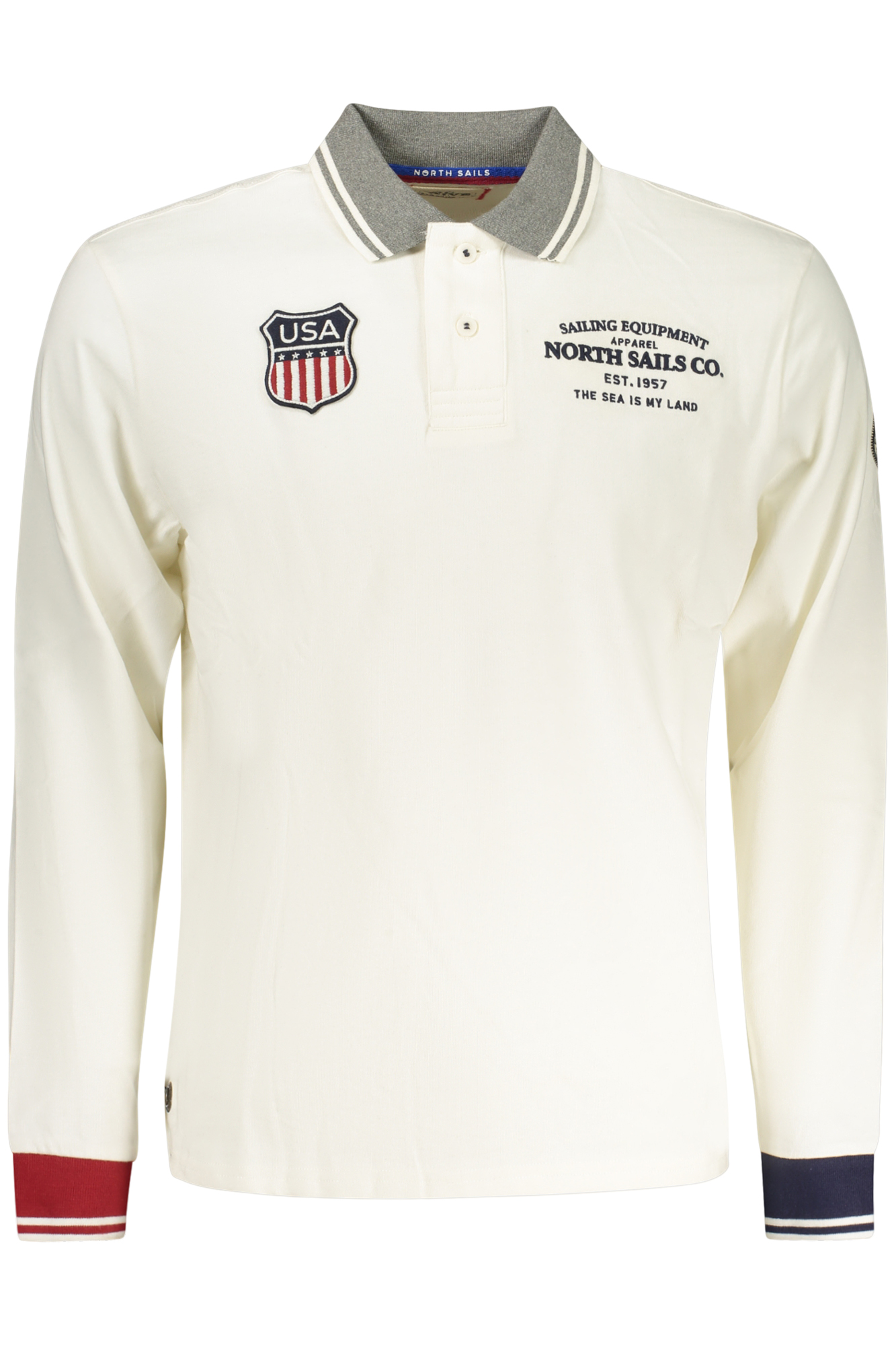 NORTH SAILS MEN LONG-SLEEVED POLO SHIRT WHITE NORTH SAILS MEN LONG-SLEEVED POLO SHIRT WHITE