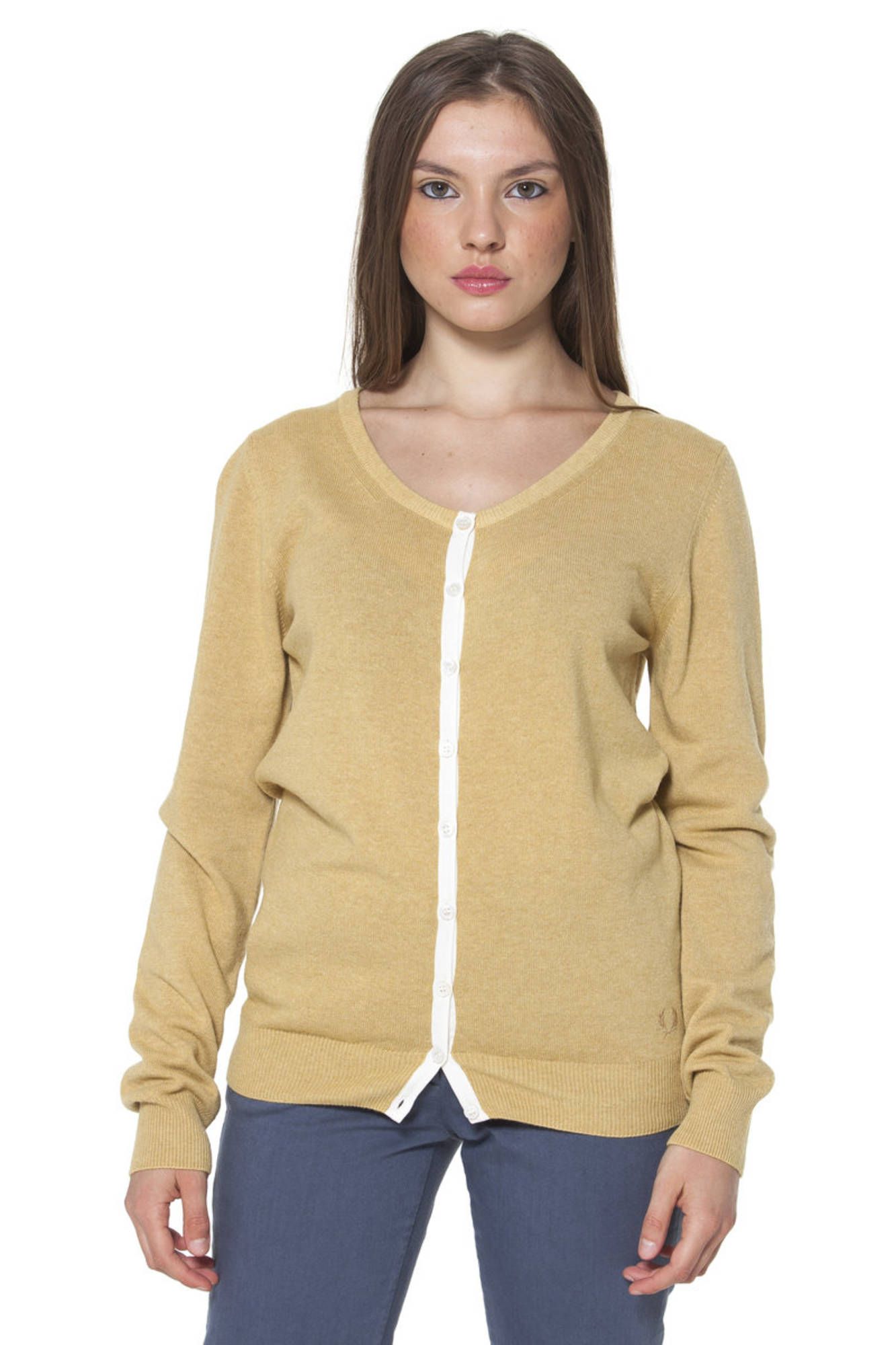 FRED PERRY YELLOW WOMAN CARDIGAN FRED PERRY YELLOW WOMAN CARDIGAN