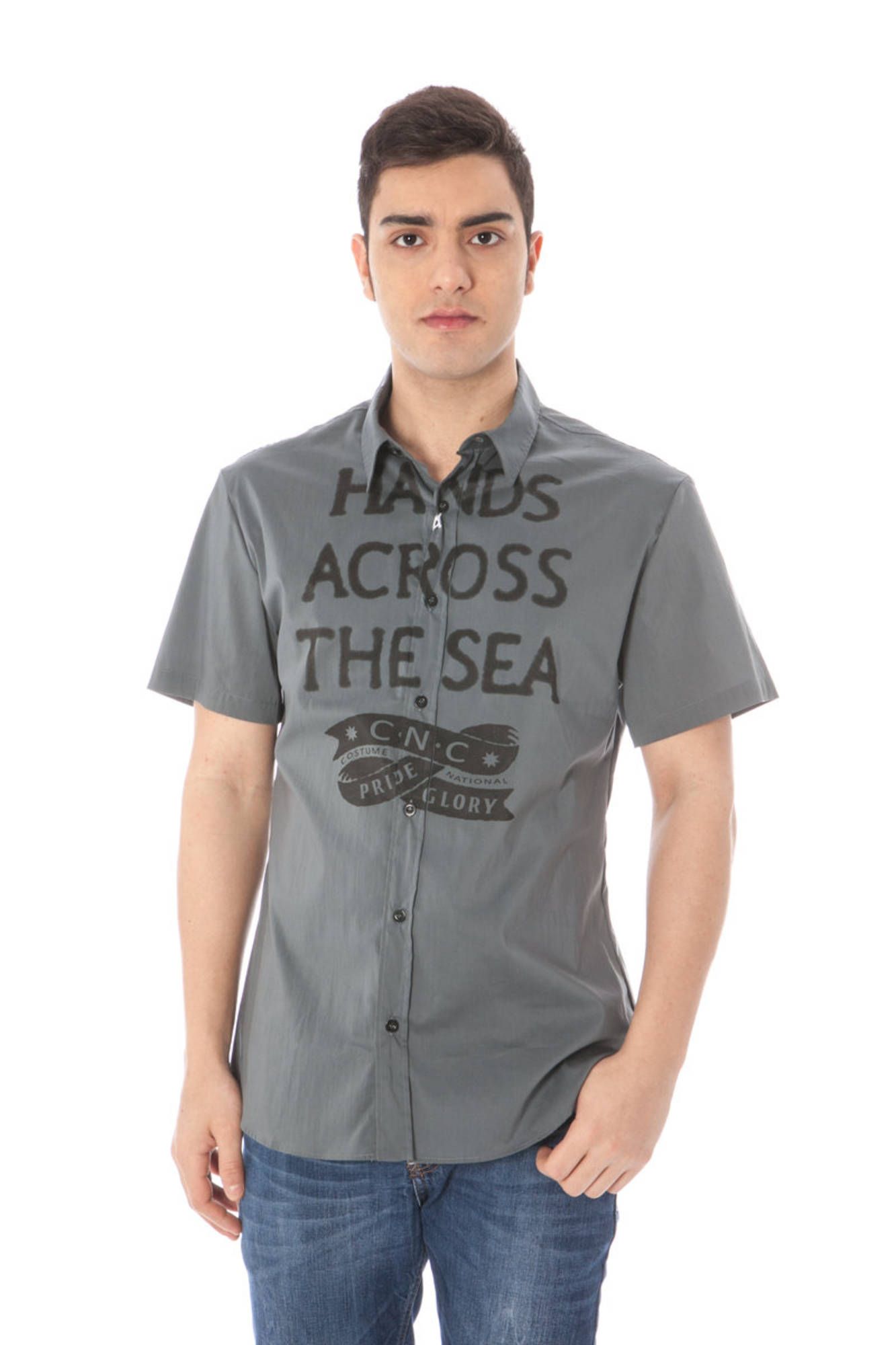 COSTUME NATIONAL SHORT SLEEVE SHIRT FOR MAN GRAY COSTUME NATIONAL SHORT SLEEVE SHIRT FOR MAN GRAY