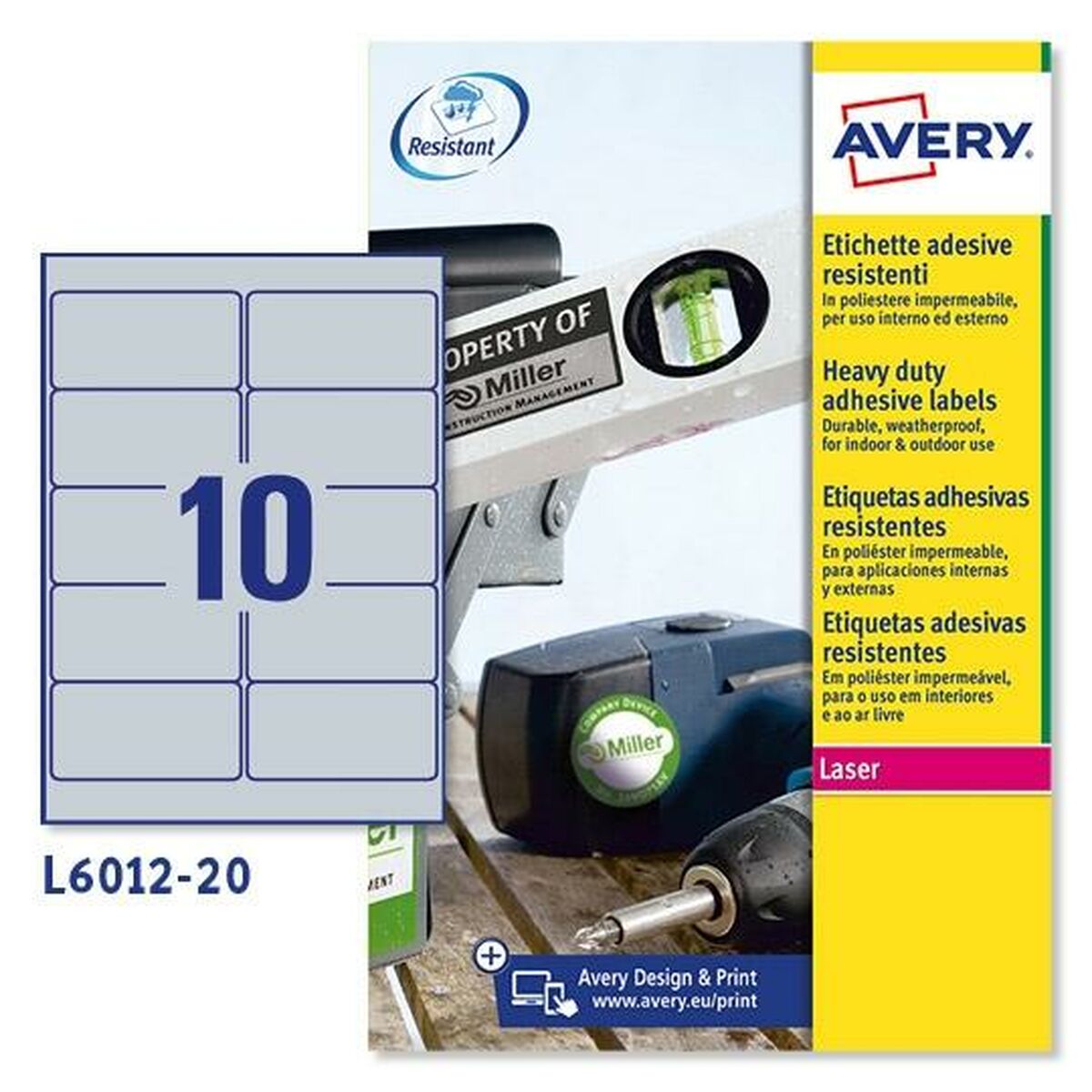 Adhesives/Labels Avery 20 Sheets 96 x 50,8 mm Silver Adhesives/Labels Avery 20 Sheets 96 x 50,8 mm Silver
