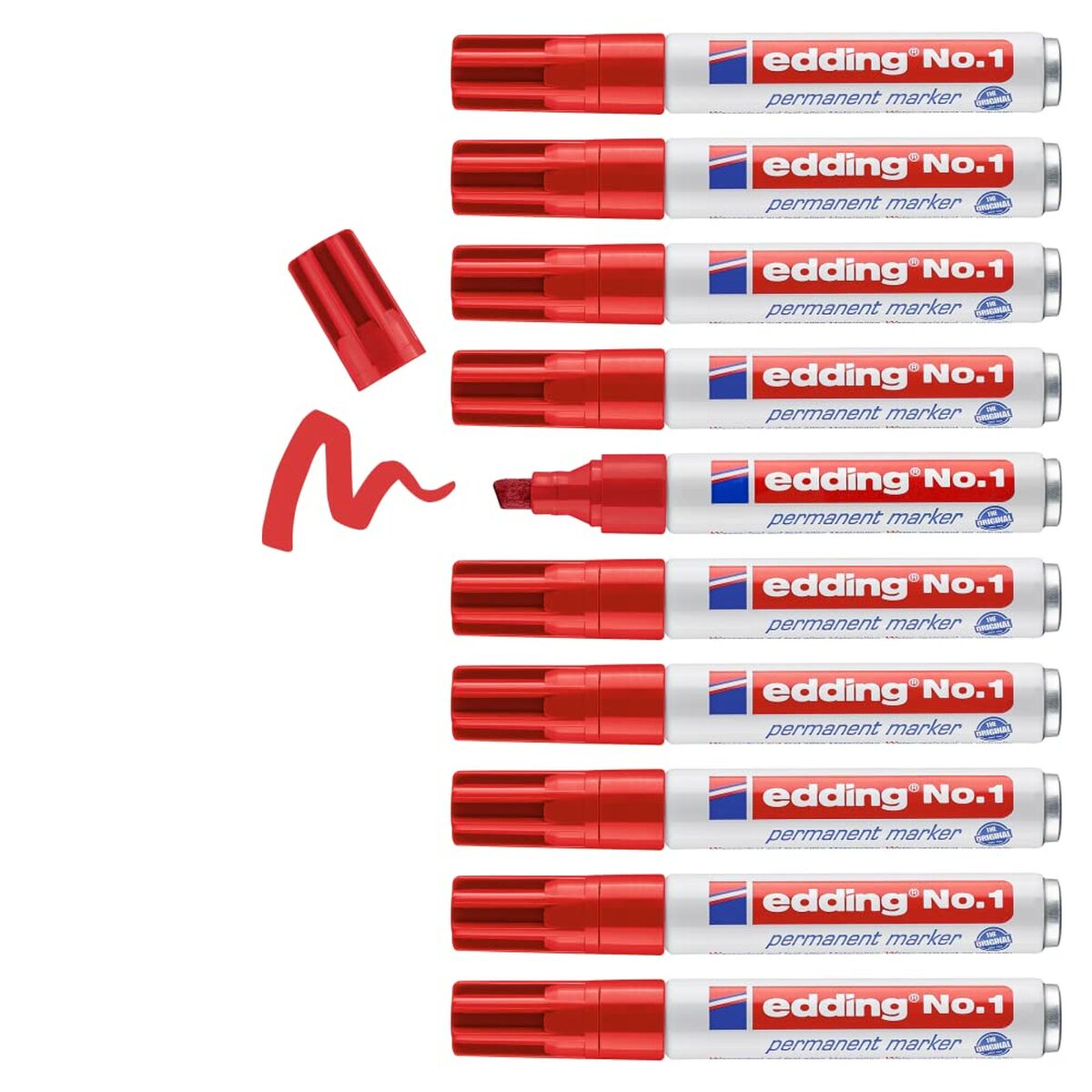Permanent marker Edding NÂº1 Red (10 Units)
