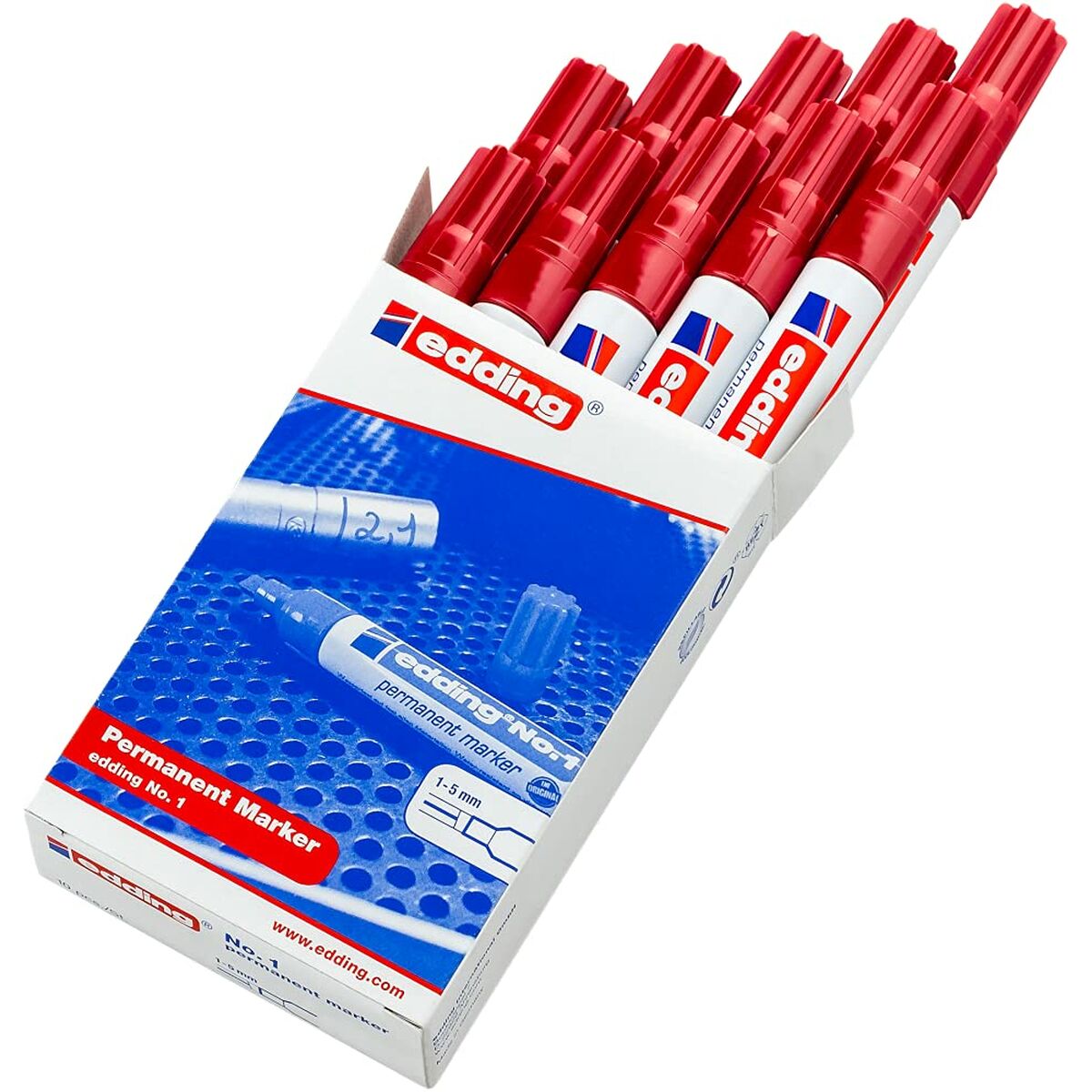 Permanent marker Edding NÂº1 Red (10 Units)