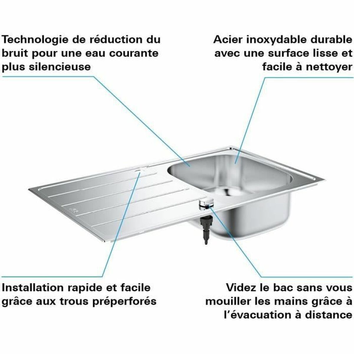Sink with One Basin Grohe 31552SD1 Grey
