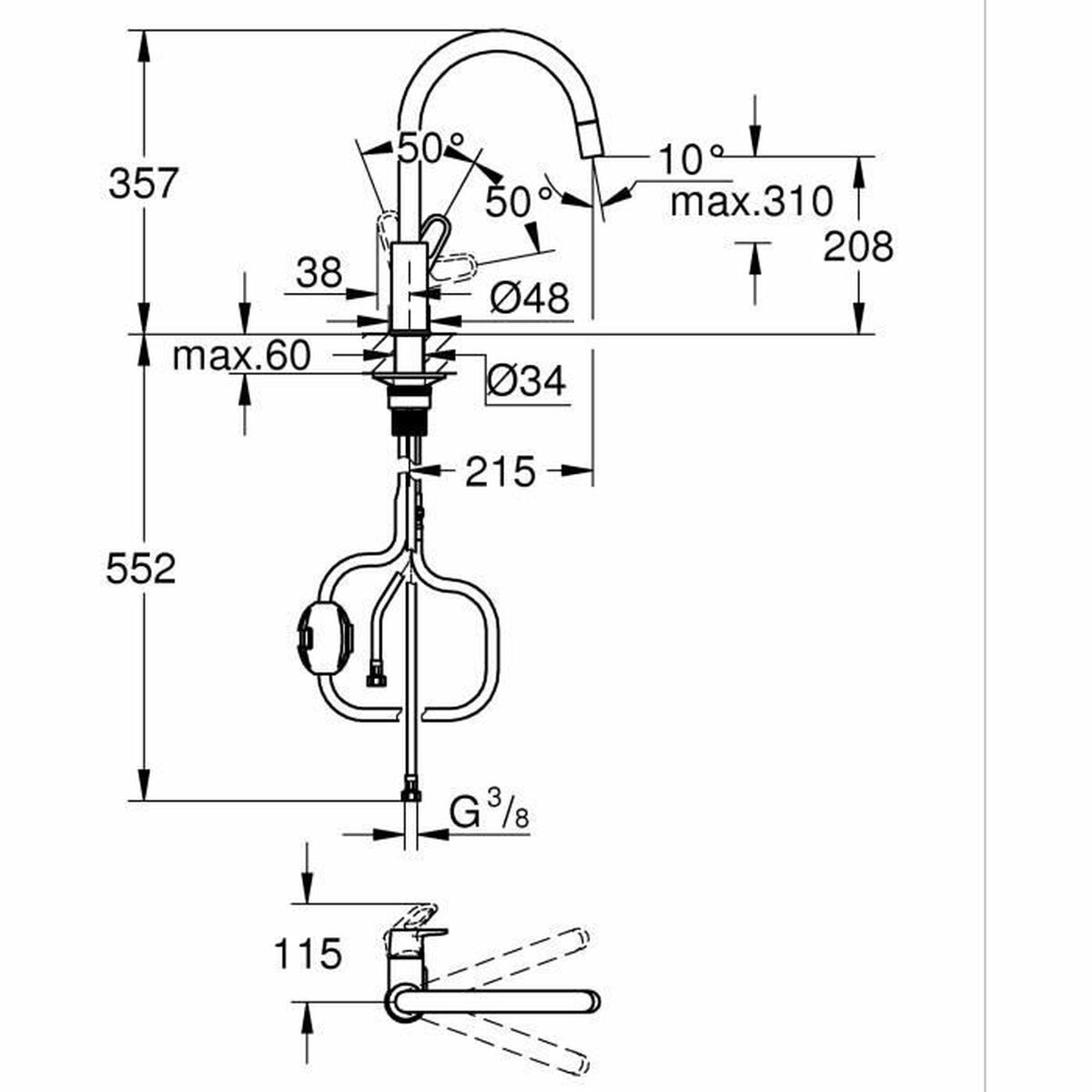 Mixer Tap Grohe Start Flow – 30569000 Brass C-shaped
