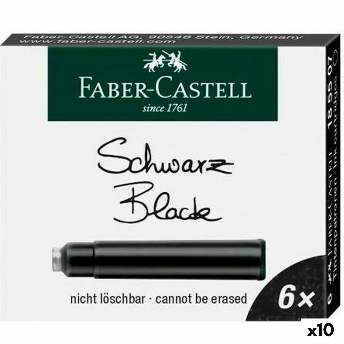 Pen ink refill Faber-Castell Black 6 Pieces (10 Units) Pen ink refill Faber-Castell Black 6 Pieces (10 Units)