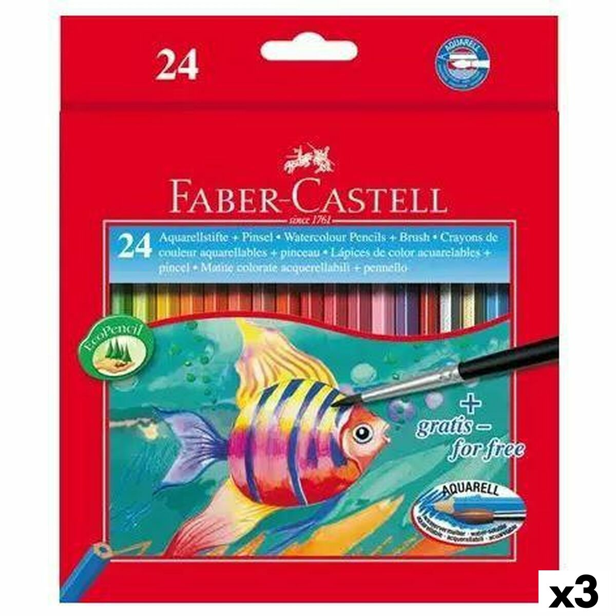 Watercolour Pencils Faber-Castell Multicolour 3 Pieces Watercolour Pencils Faber-Castell Multicolour 3 Pieces