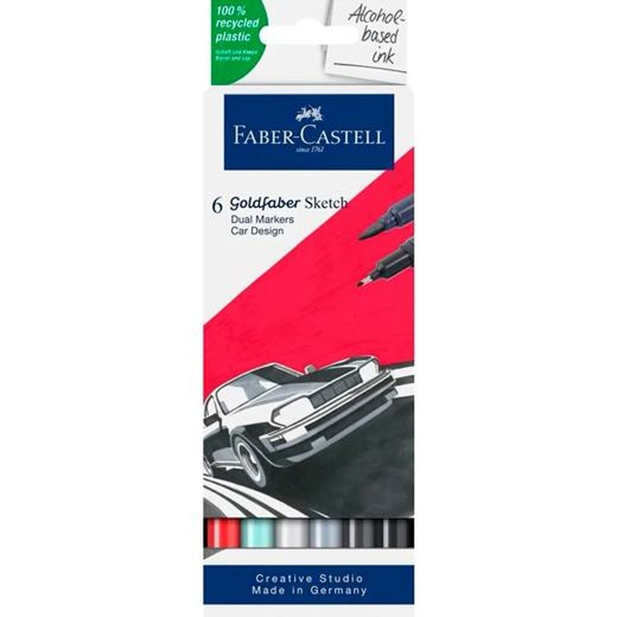 Set of Felt Tip Pens Faber-Castell Goldfaber Sketch – Car Design Double 6 Pieces