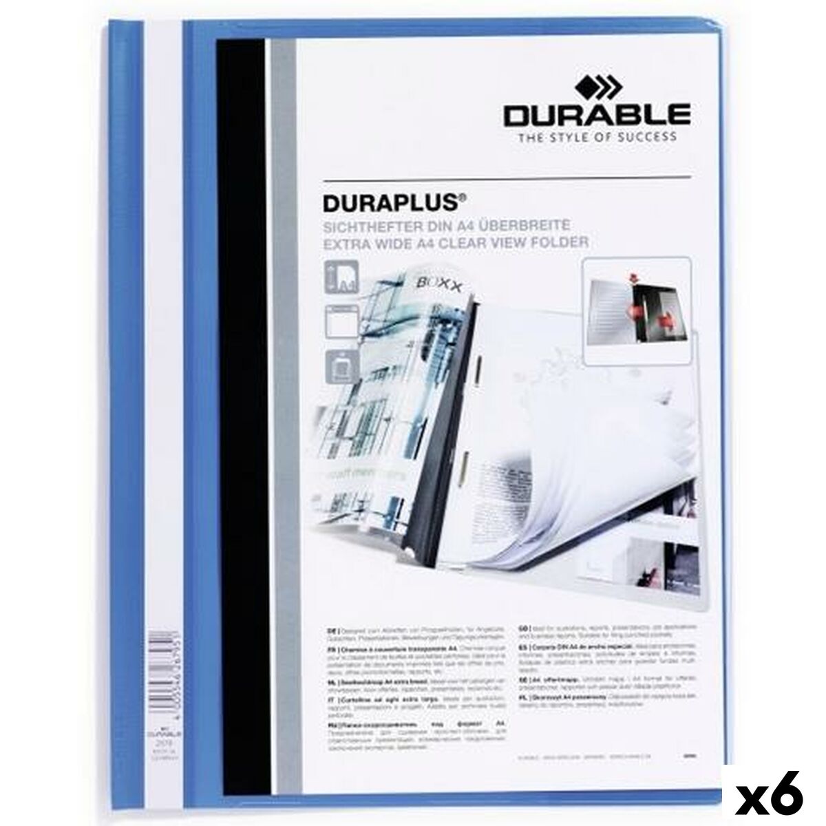 Folder Durable DURAPLUS Blue Transparent A4 25 Pieces (6 Units) Folder Durable DURAPLUS Blue Transparent A4 25 Pieces (6 Units)