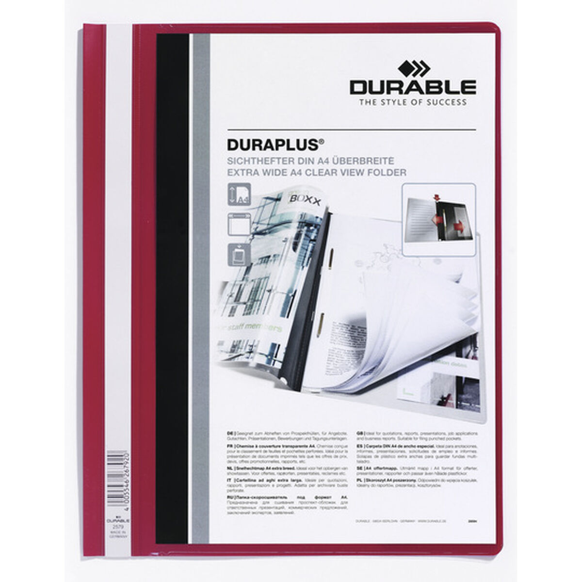 Document Holder Durable DURAPLUS Red Transparent A4 25 Pieces