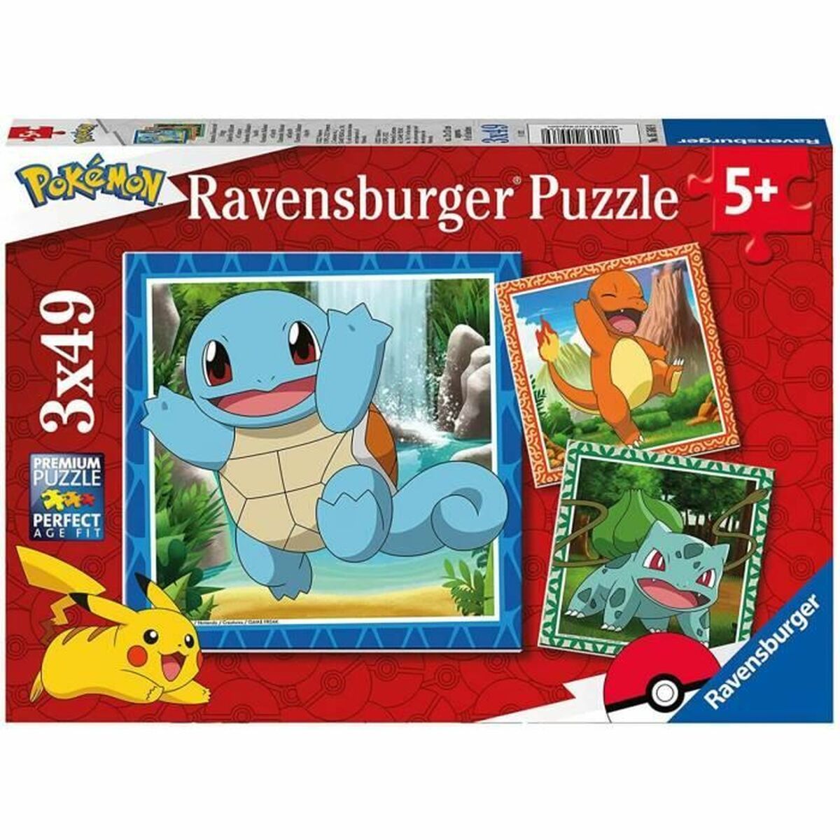 3-Puzzle Set Pokmon Ravensburger 05586 Bulbasaur, Charmander & Squirtle 147 Pieces